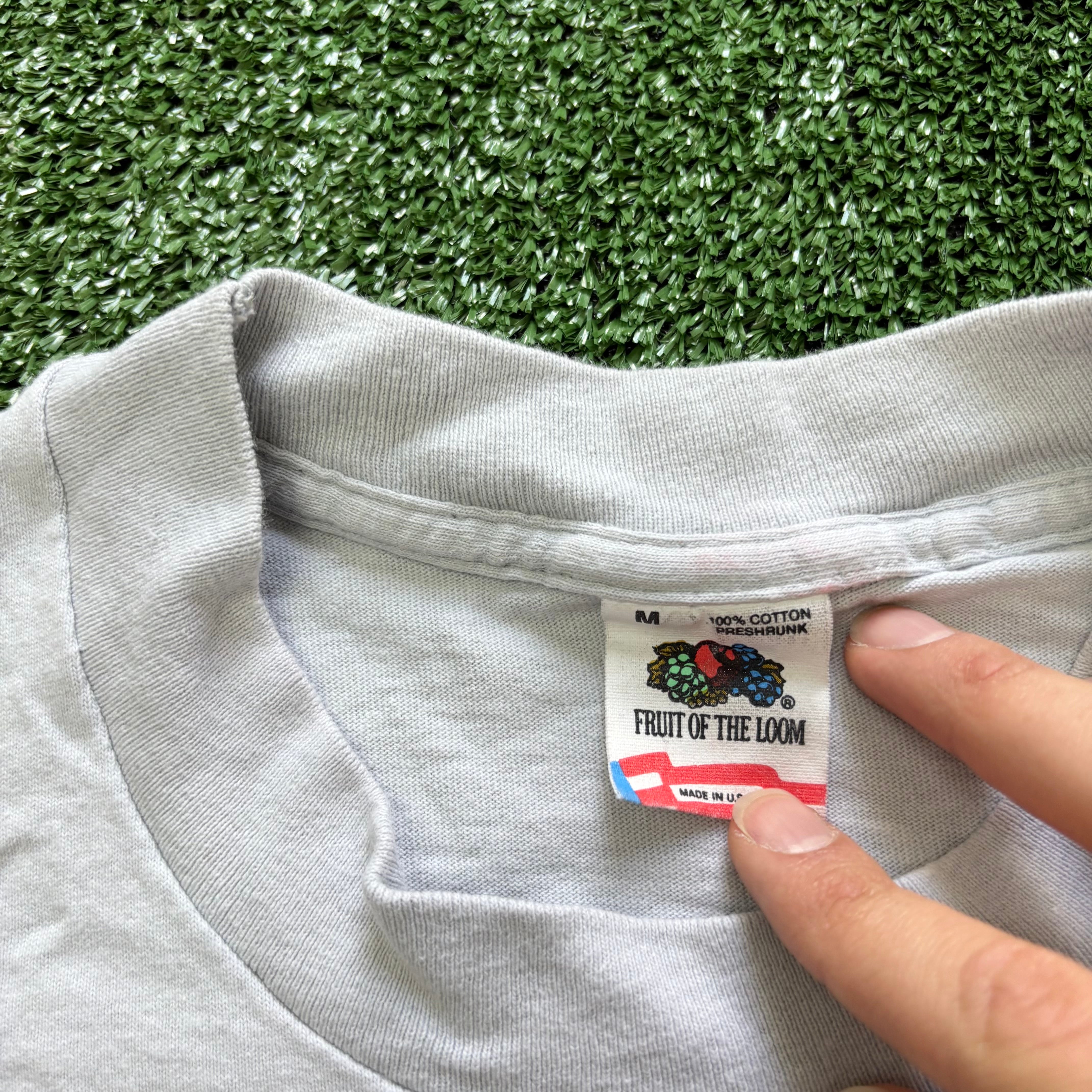 Vintage T Shirt Mens Small Grey Single Stitch Graphic Print 90s Racing