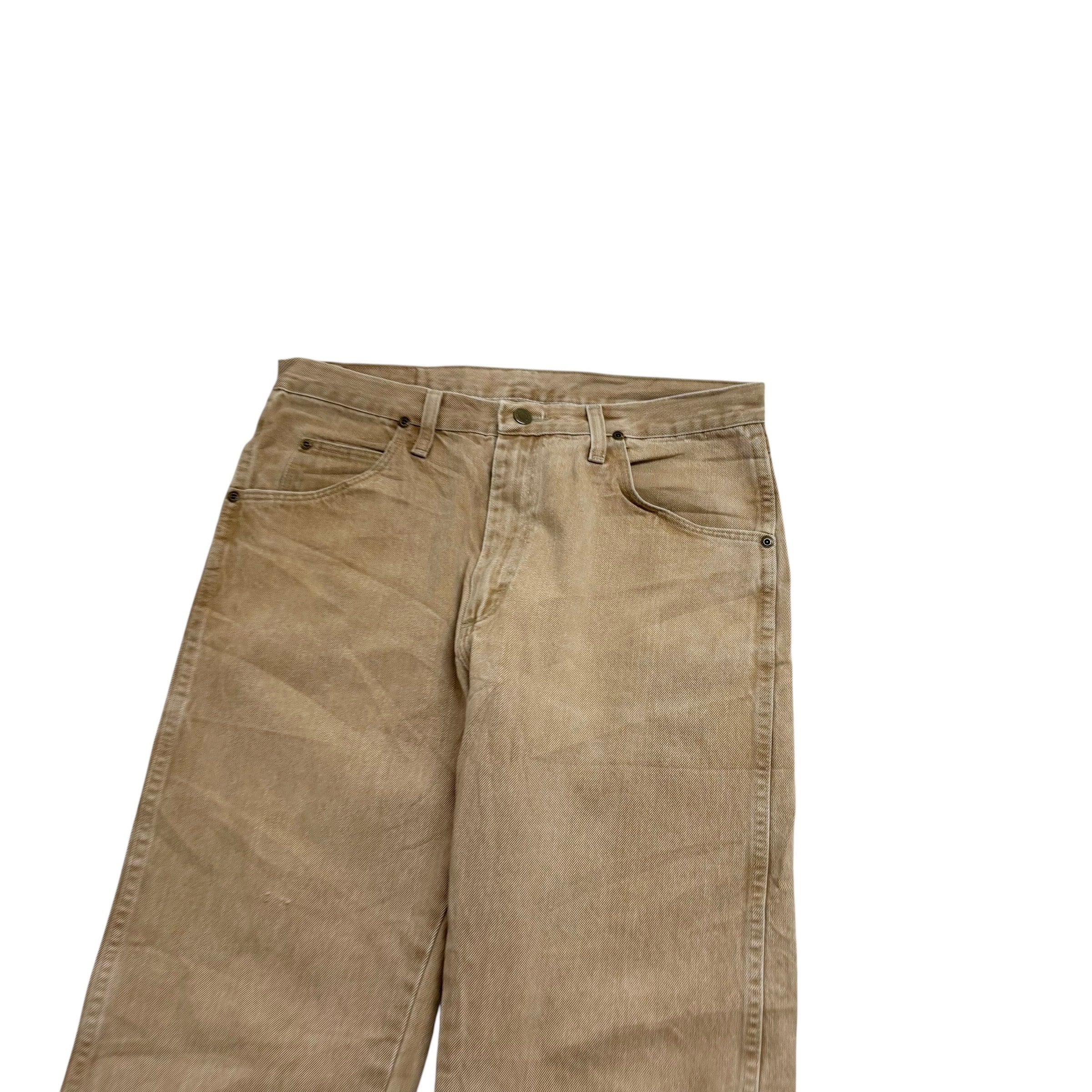 Wrangler Jeans W32 L32 Mens Beige Tan Regular Straight Fit Denim