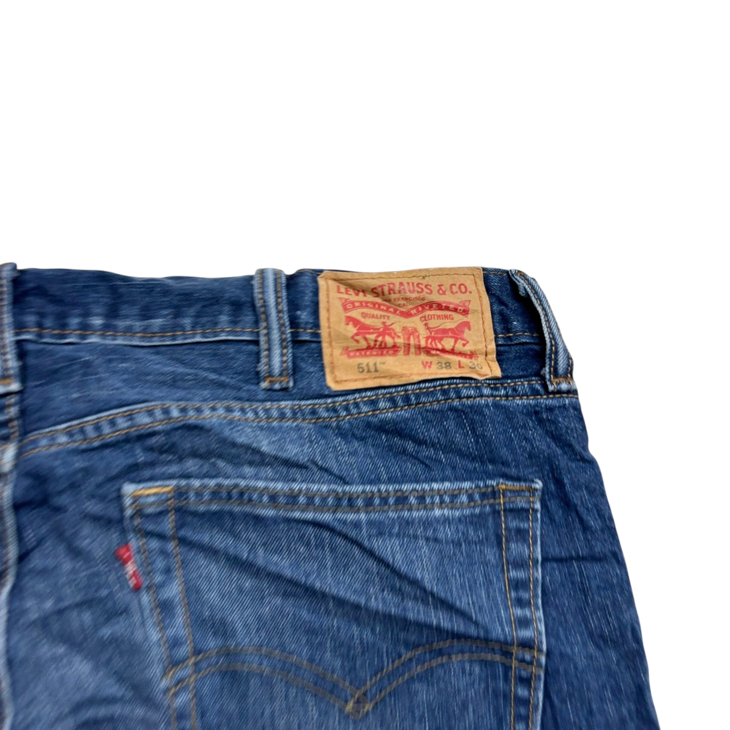 Levis 511 Jeans W38 L30 Mens Dark Blue Slim Fit Denim (E)