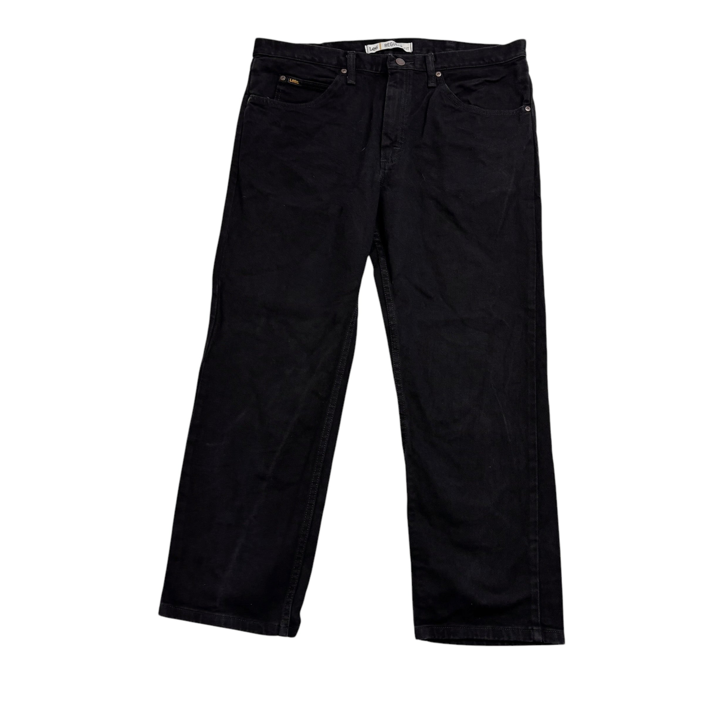 Lee Jeans W38 L29 Mens Black Regular Straight Fit Vintage Denim (E)