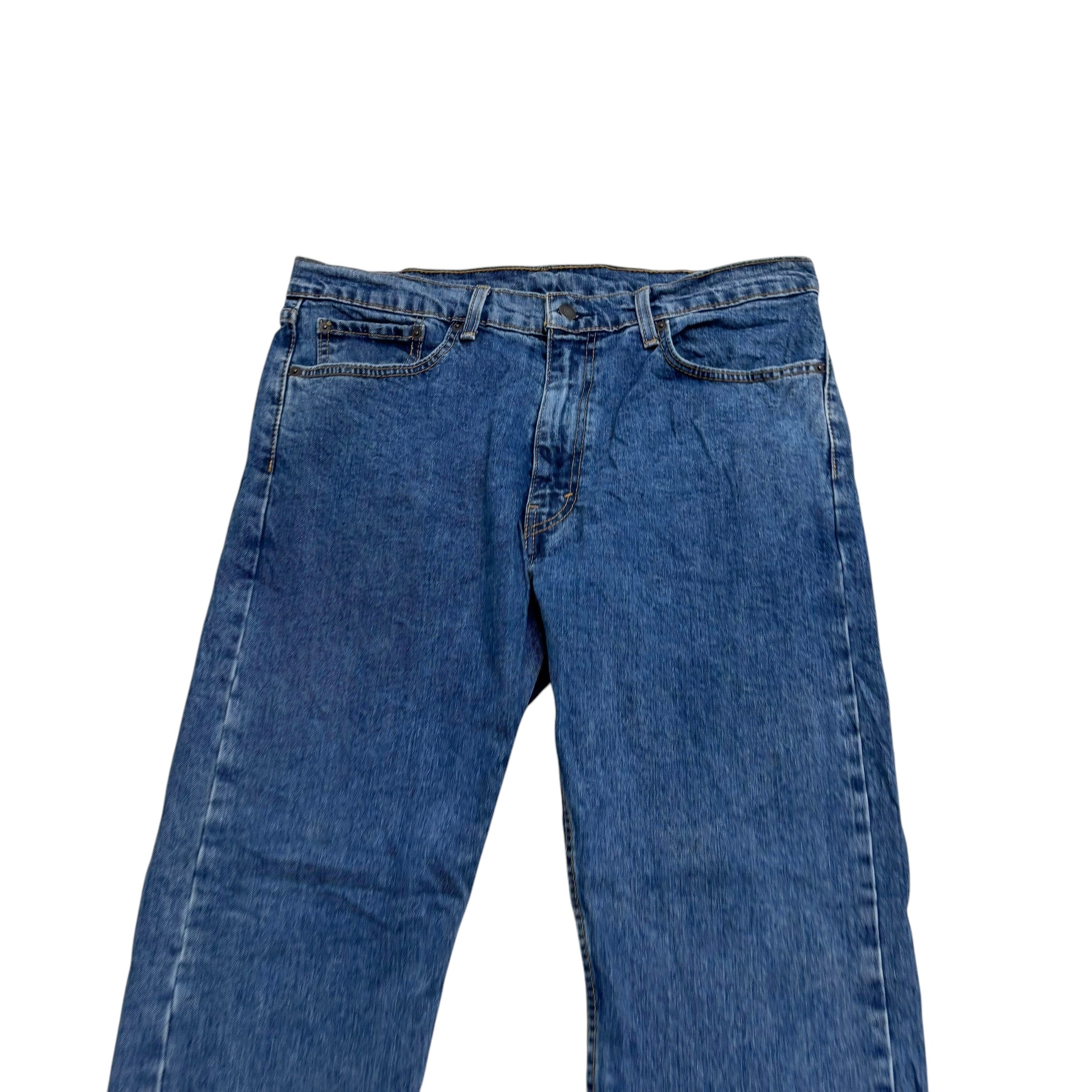 Levis 505 Jeans W36 L29 Mens Mid Blue Regular Straight Fit Stretch Denim (E)