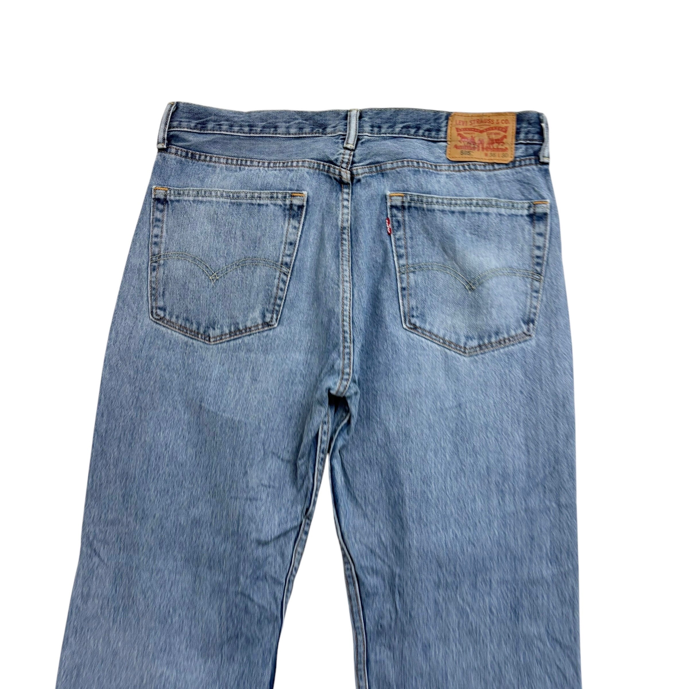 Levis 505 Jeans W36 L30 Mens Light Blue Regular Straight Fit Denim (F)