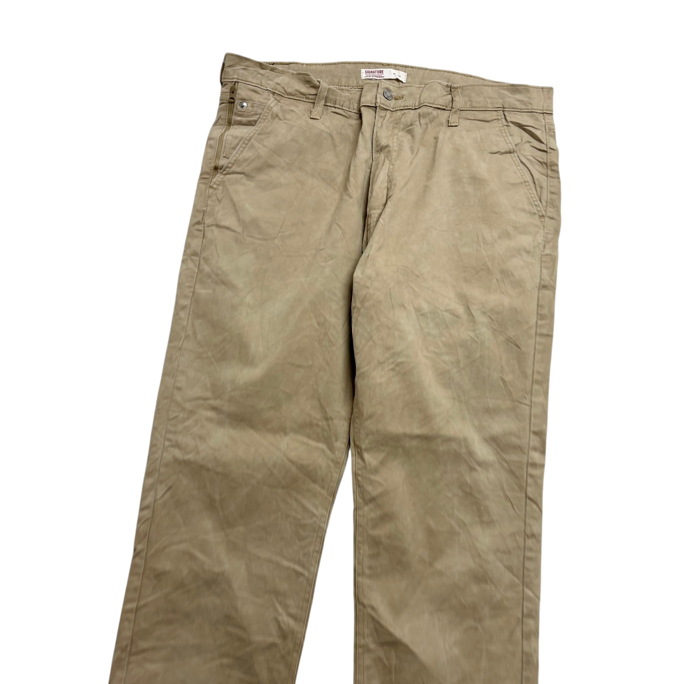 Levis Signature Trousers W38 L31 Mens Beige Athletic Straight Fit Stretch (E)