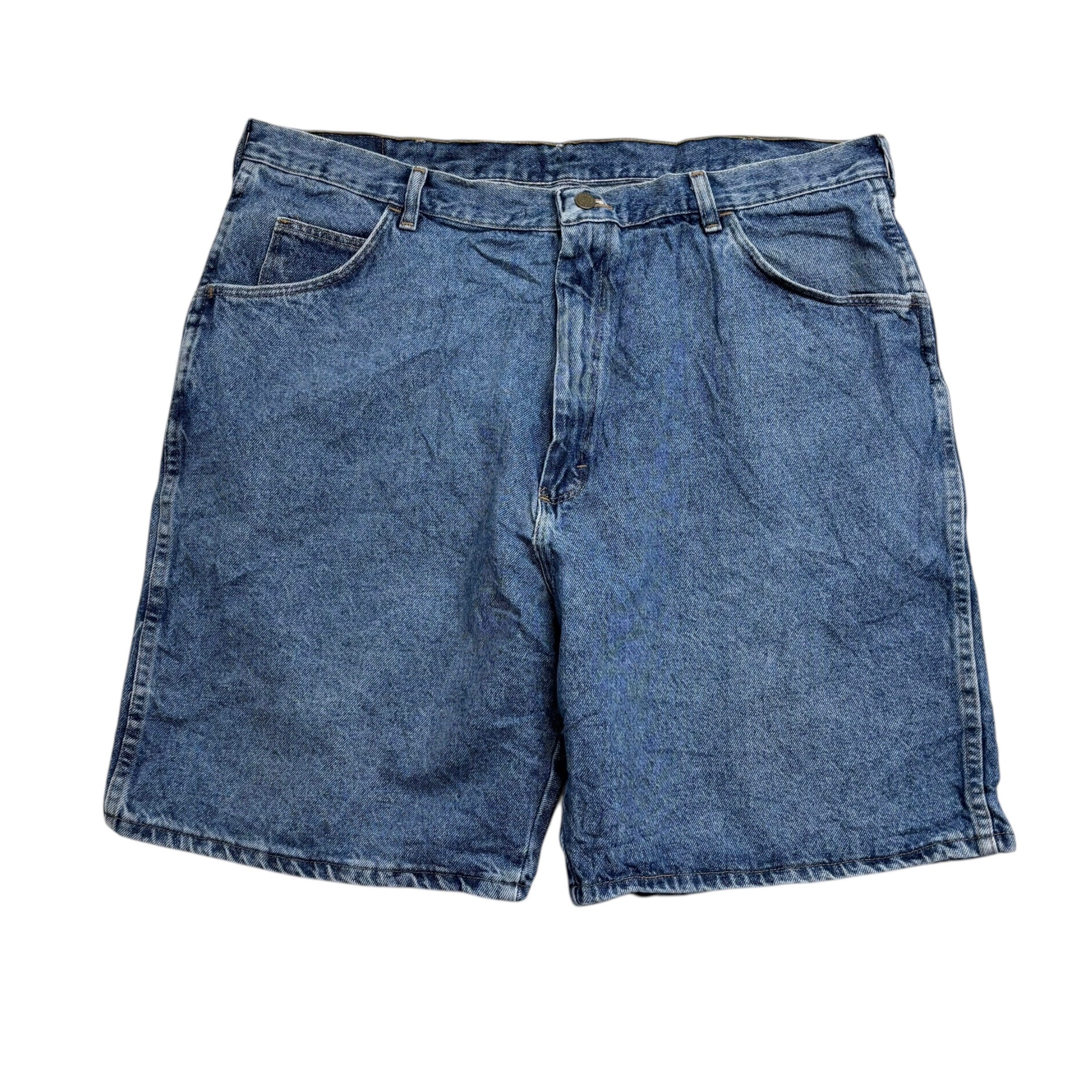 Vintage Wrangler Baggy Jorts W42 Mens Denim Shorts Mid Blue Relaxed Fit (E)
