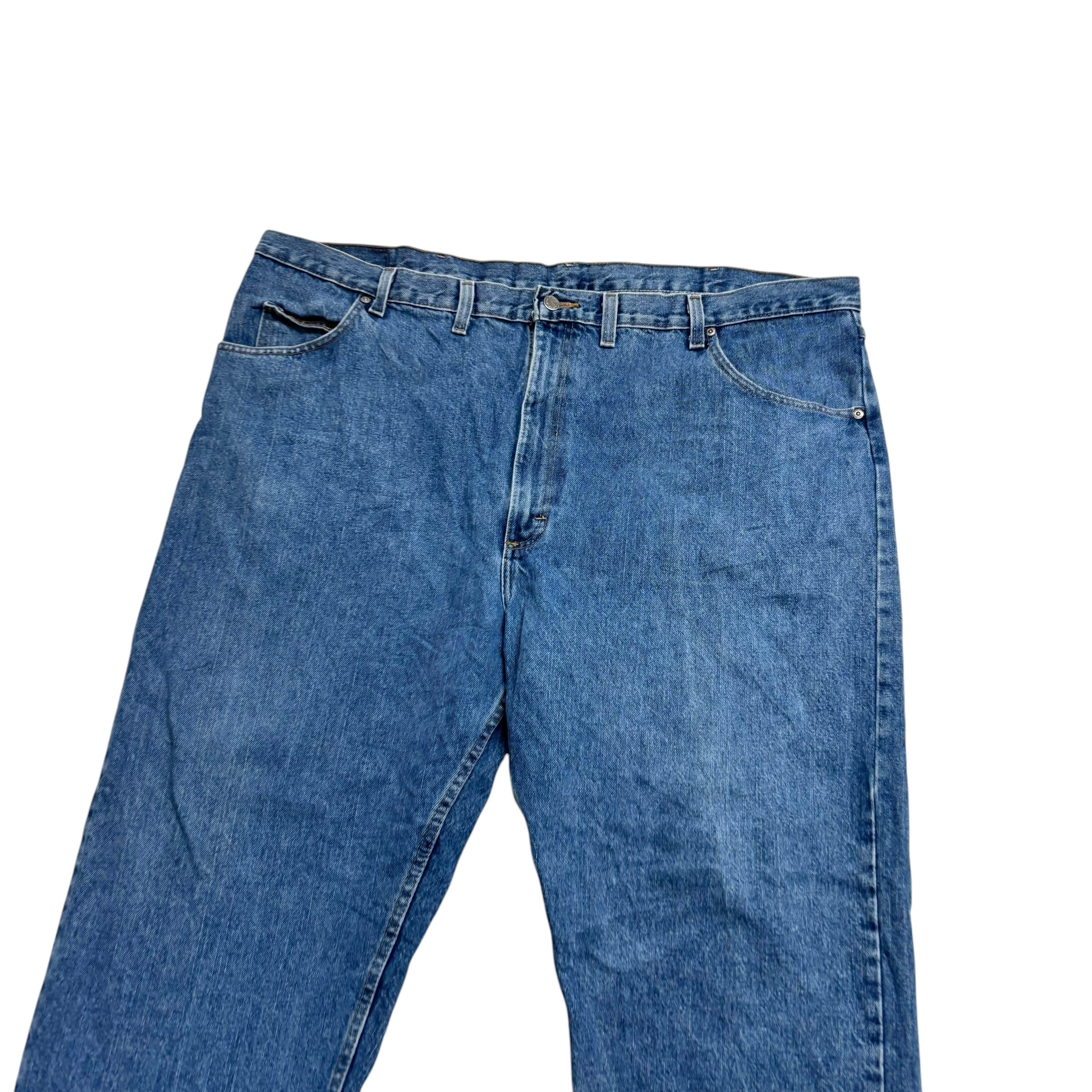 Wrangler Jeans W46 L30 Mens Mid Blue Relaxed Straight Fit Denim (E)
