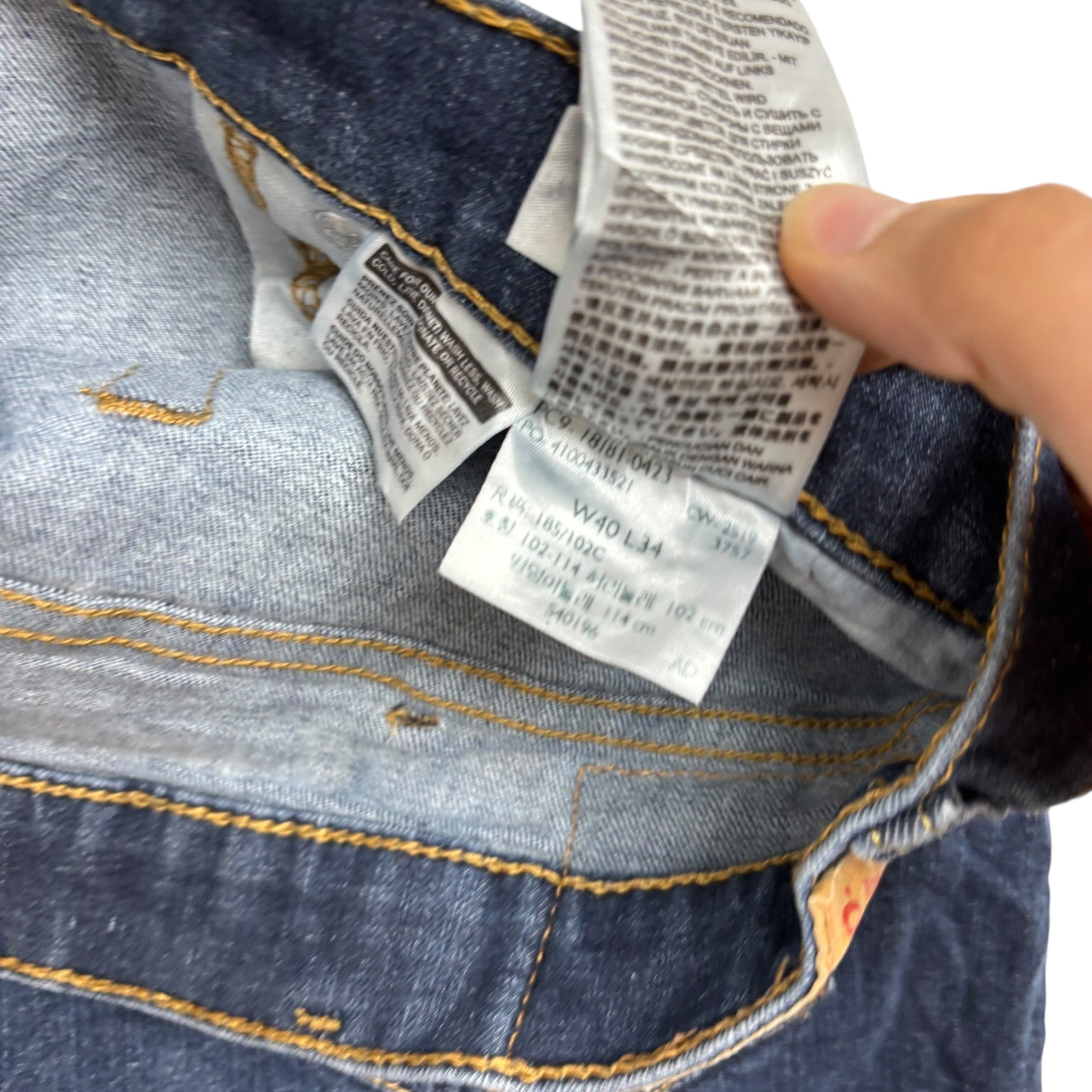 Levis 541 Jeans W38 L32 Mens Dark Blue Athletic Tapered Fit Stretch Denim (F)