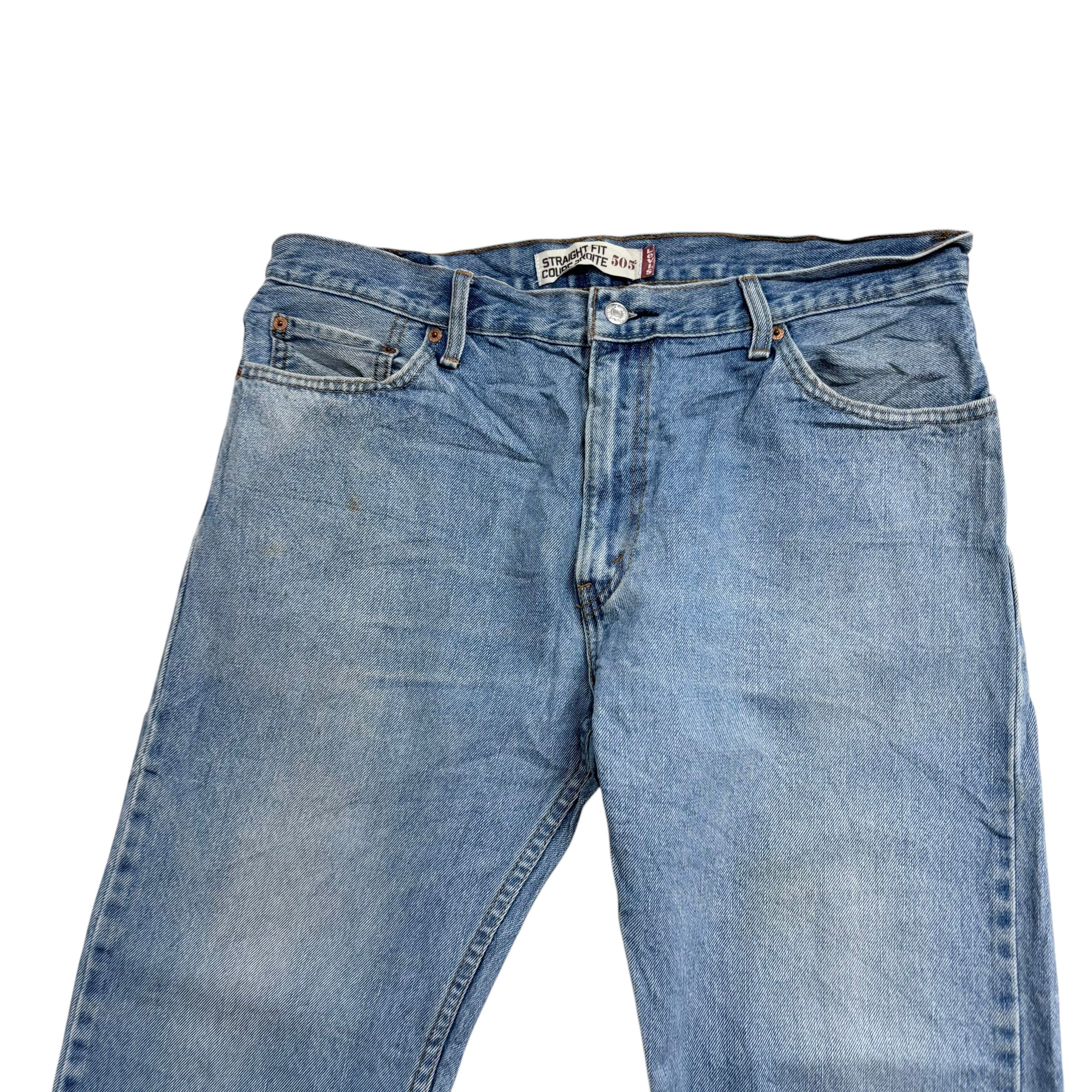 Levis 505 Jeans W36 L30 Mens Light Blue Regular Straight Fit Vintage Denim