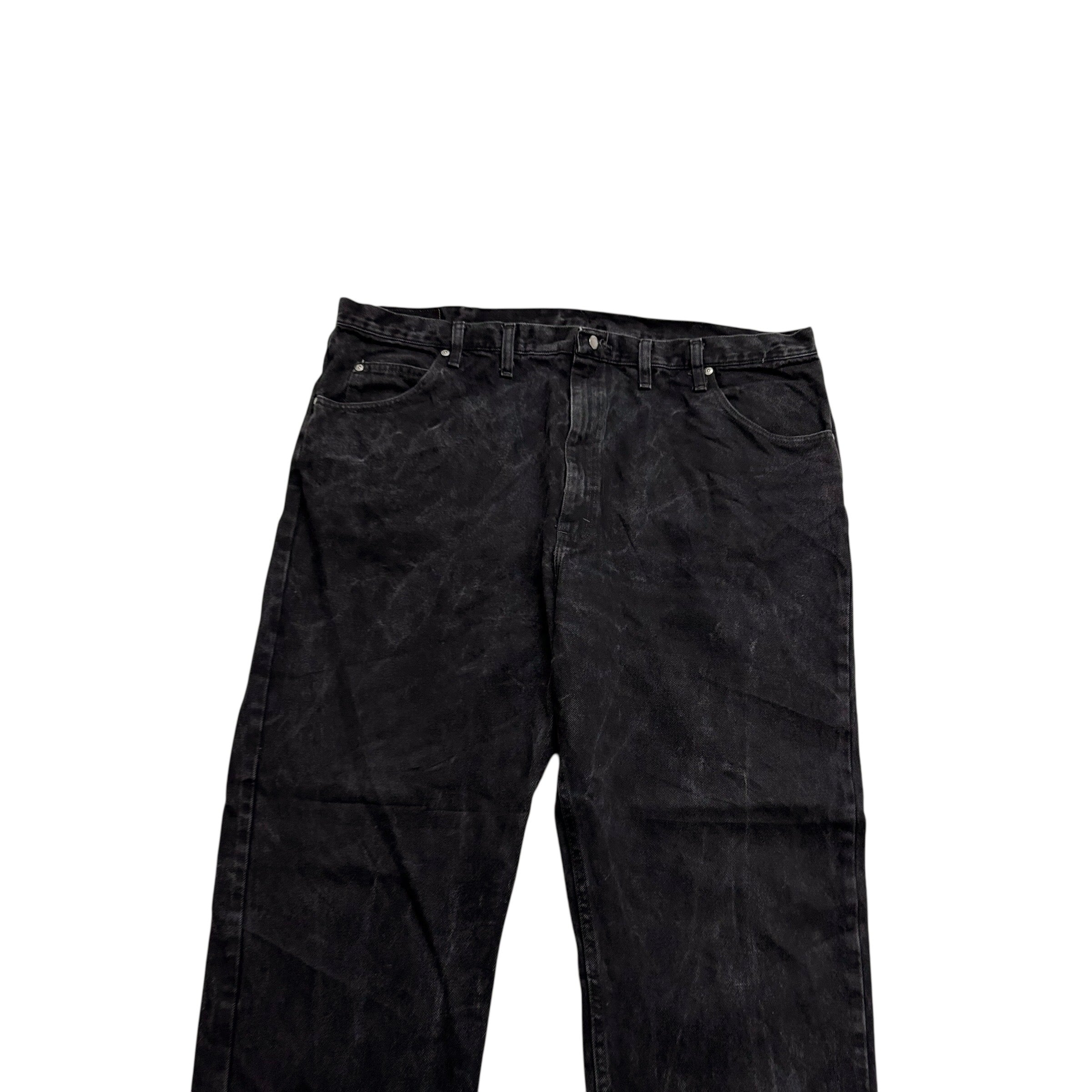 Wrangler Jeans W44 L30 Mens Black Relaxed Straight Fit Baggy Denim (E)