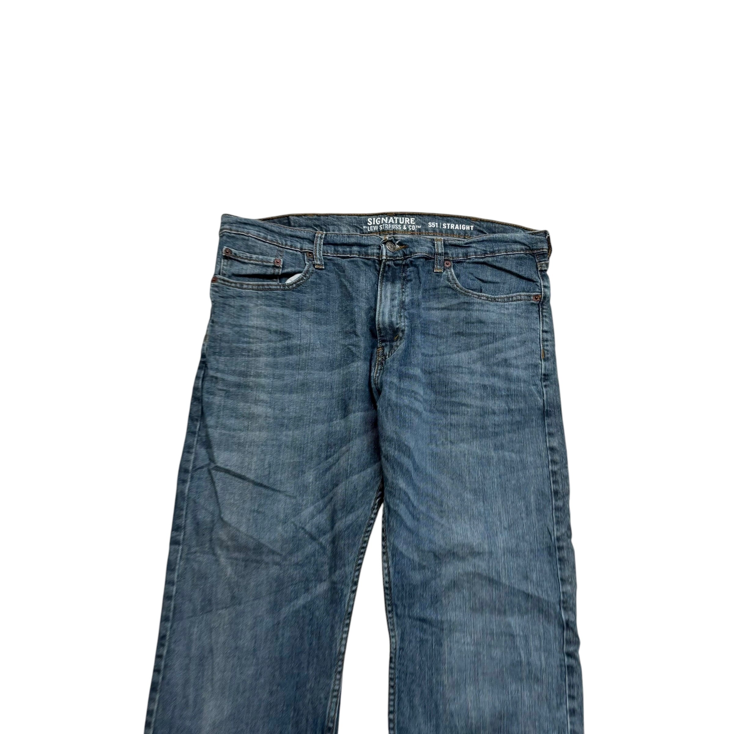 Levis Signature Jeans W38 L30 Mens Blue Relaxed Straight Fit Stretch Denim