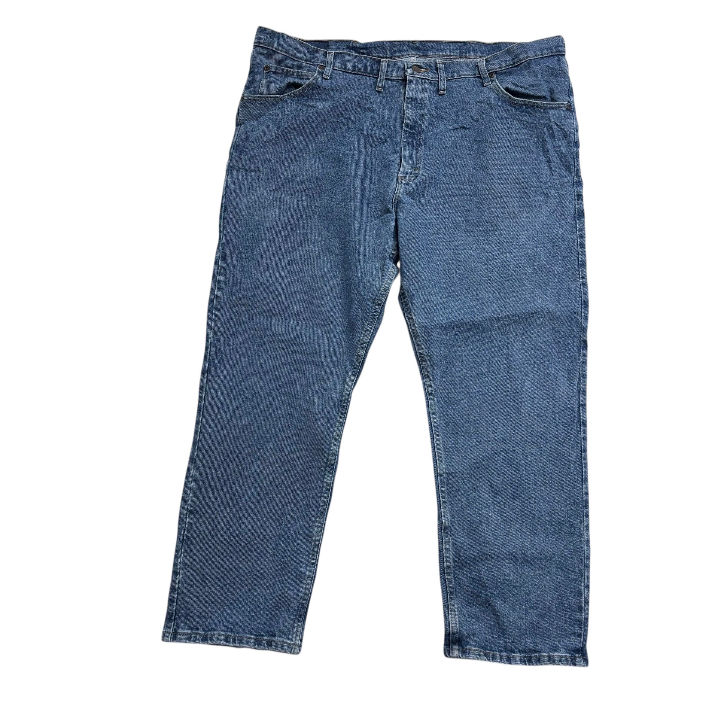 Wrangler Jeans W46 L30 Mens Mid Blue Relaxed Straight Fit Stretch Denim (E)