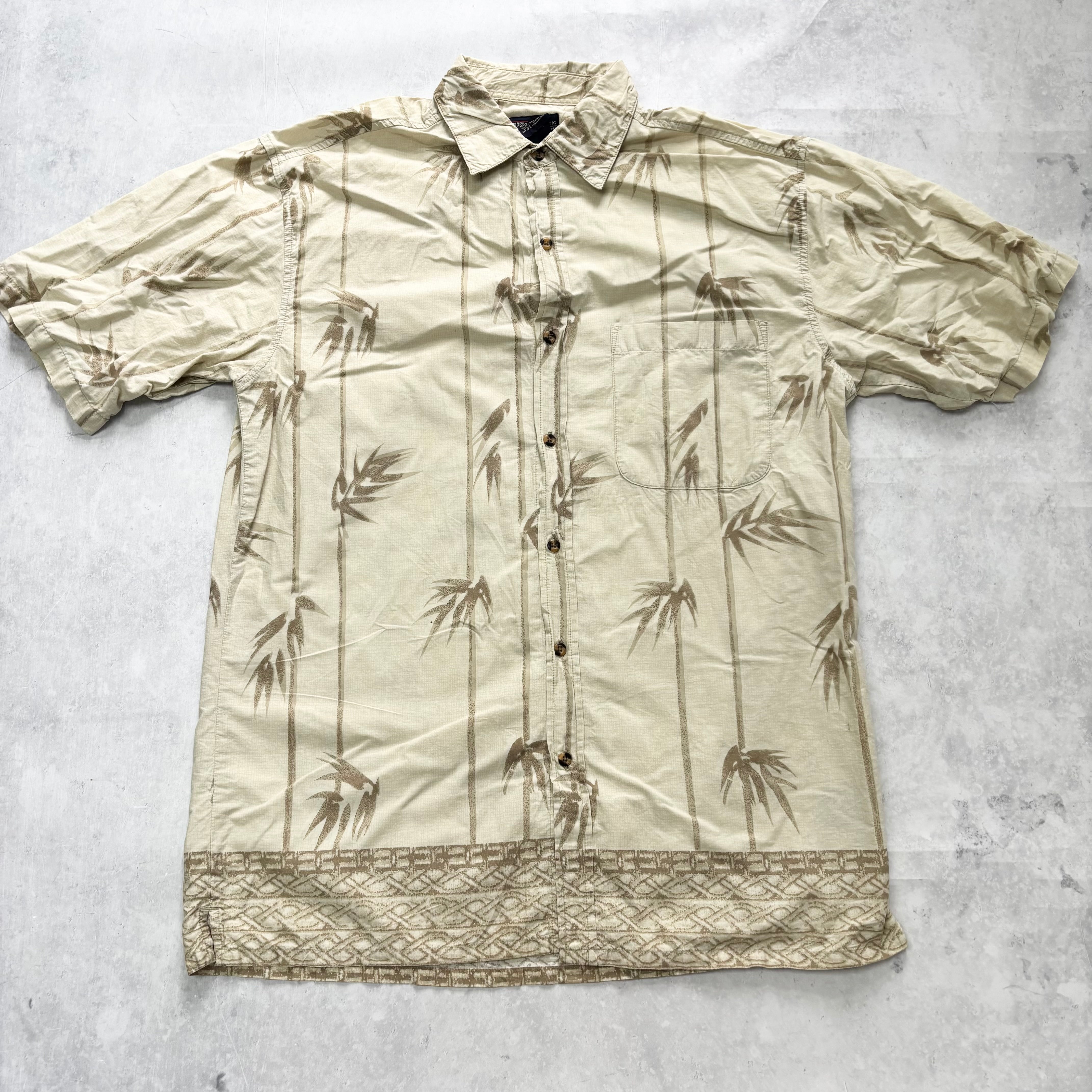 Vintage Hawaiian Shirt Mens Medium Yellow Floral Aloha Short Sleeve Cotton
