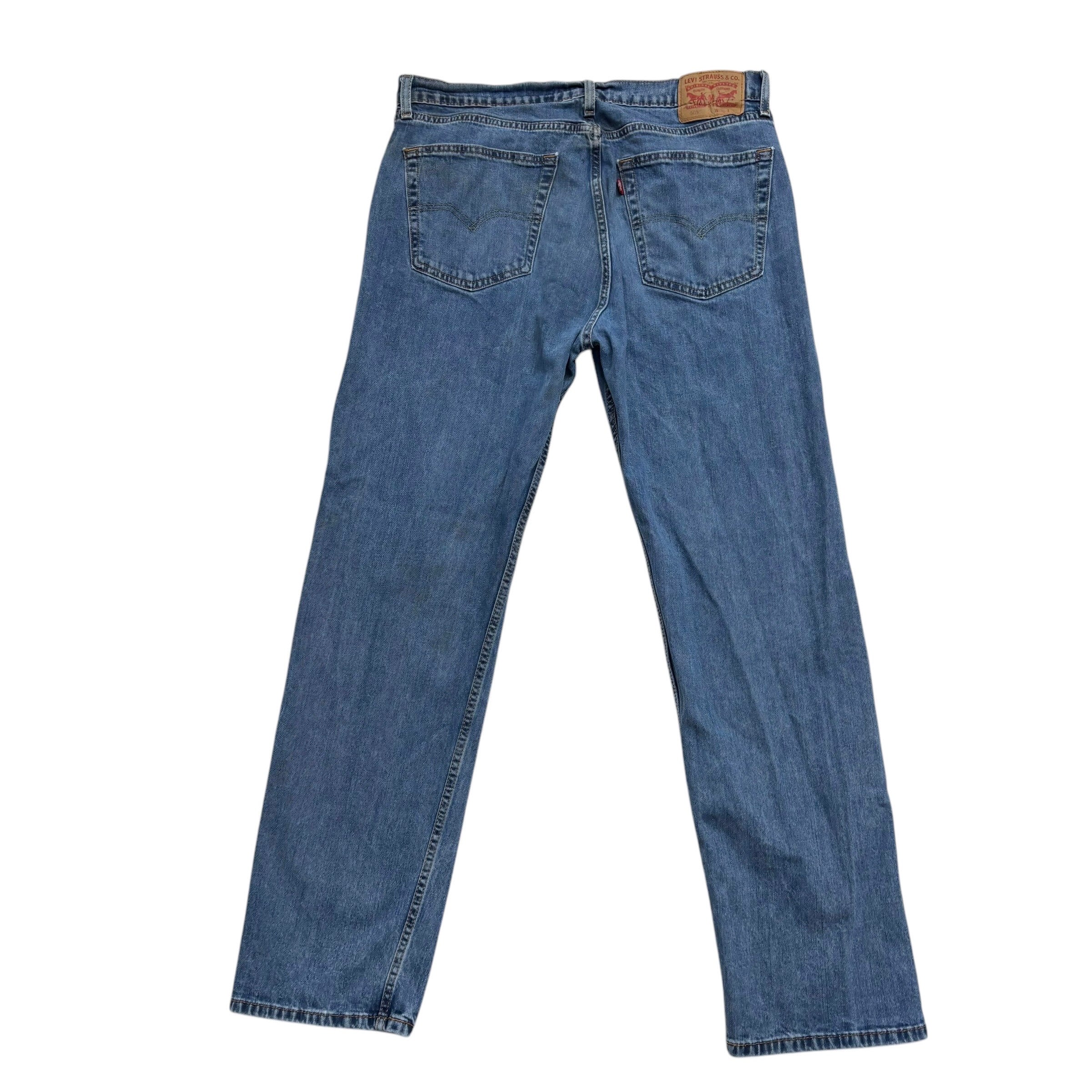Levis 505 Jeans W36 L32 Mens Mid Blue Regular Straight Fit Stretch Denim (F)