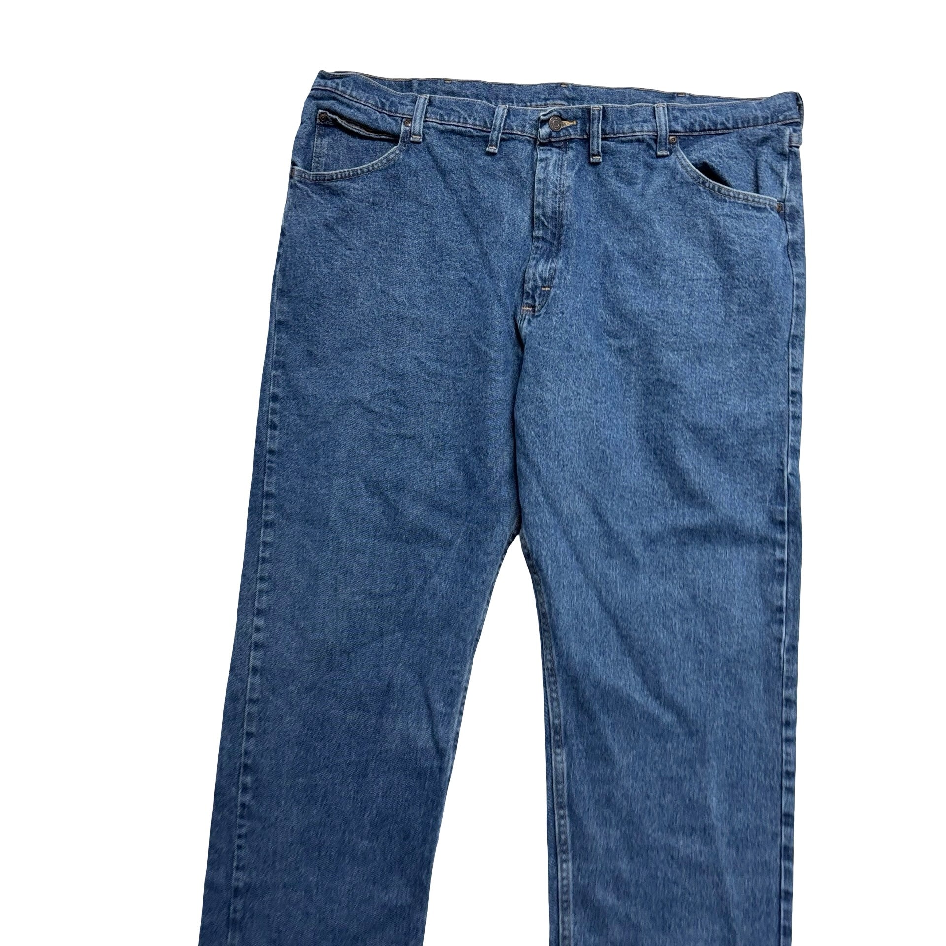 Wrangler Jeans W46 L30 Mens Mid Blue Relaxed Straight Fit Stretch Denim (E)