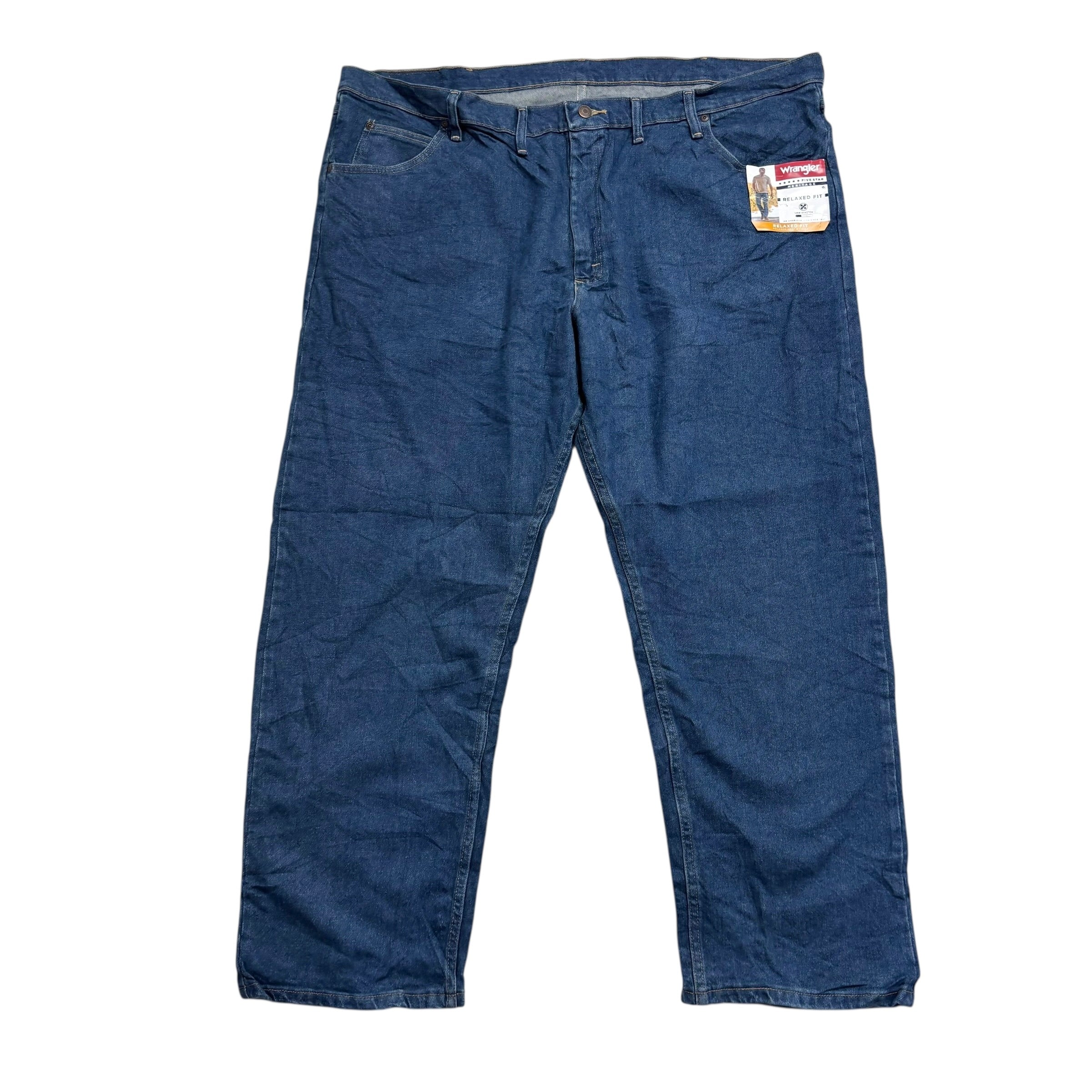 Wrangler Jeans W46 L30 Mens Dark Blue Relaxed Straight Fit Stretch Denim (E)