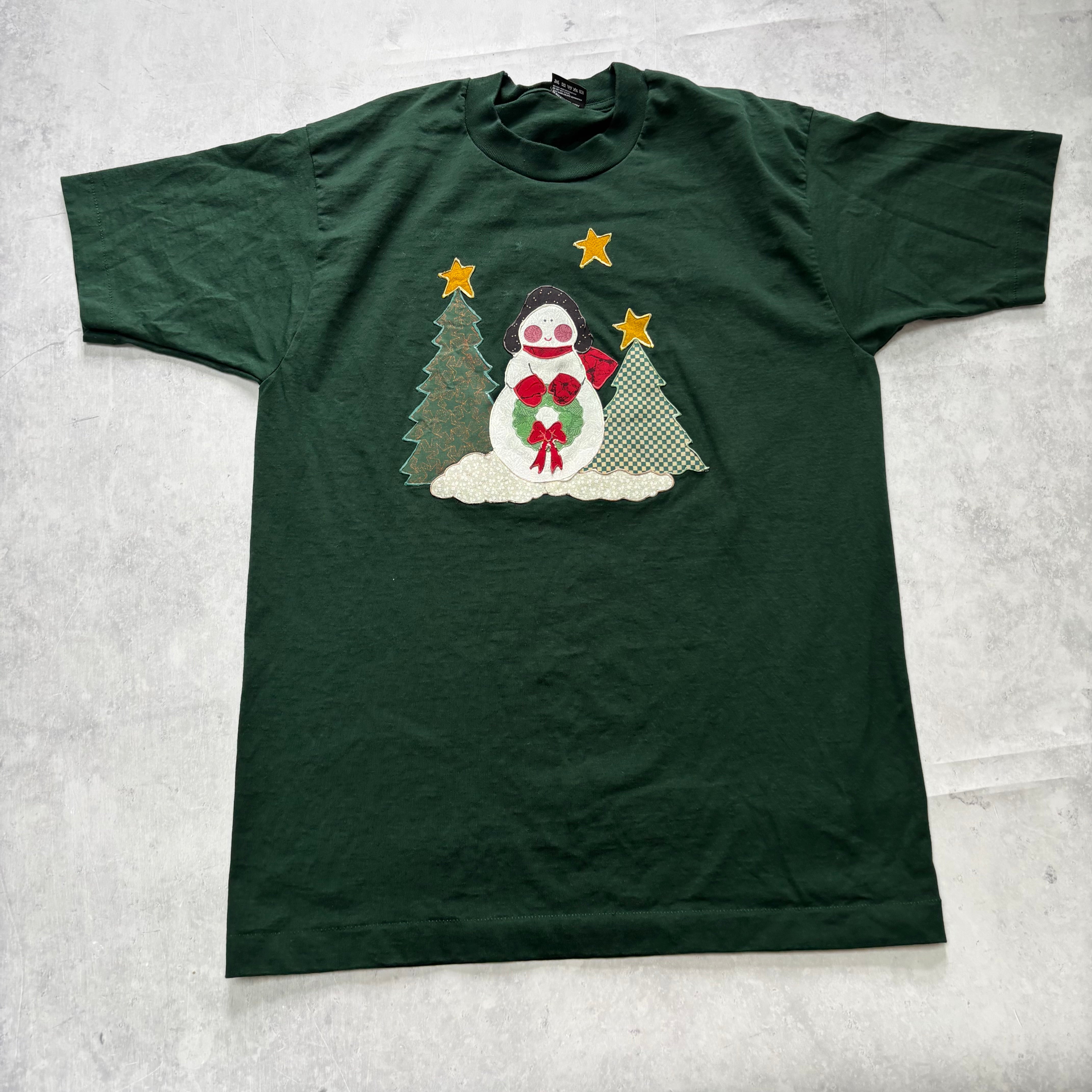 Vintage T Shirt Mens Medium Green Single Stitch Graphic Print 90s USA