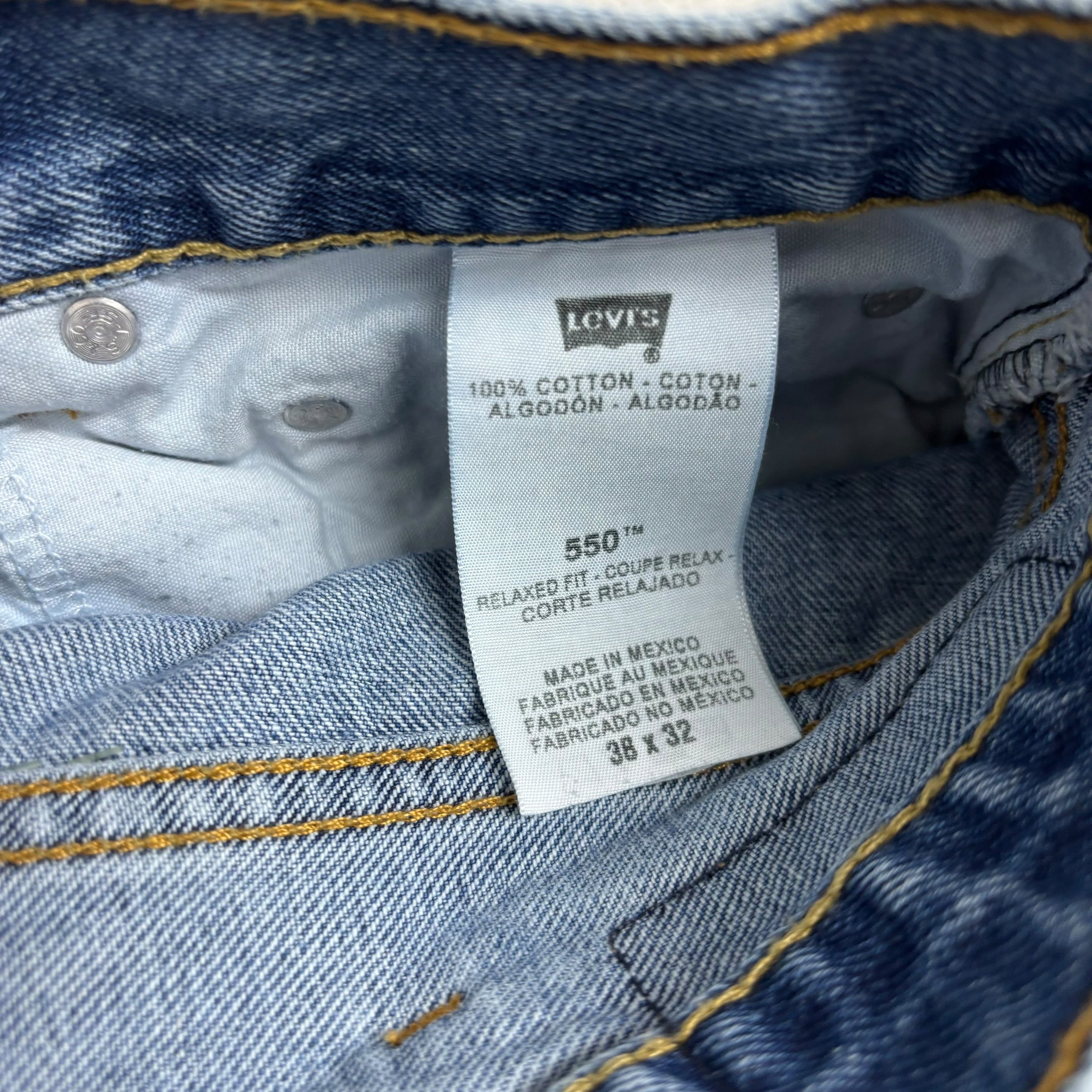 Levis 550 Jeans W38 L32 Mens Mid Blue Relaxed Straight Fit Vintage Denim (E)