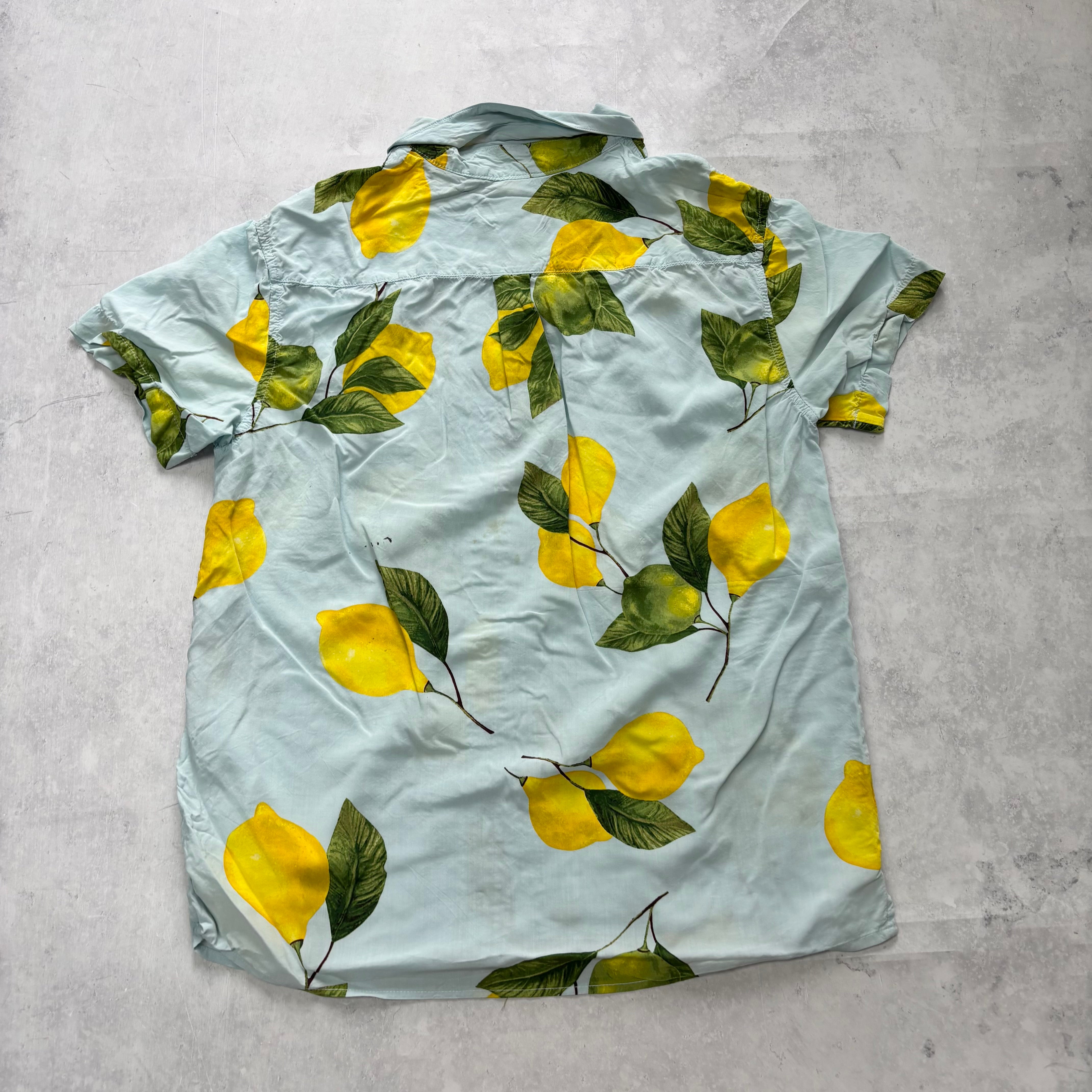 Hawaiian Shirt Mens Medium Blue Floral Aloha Short Sleeve Rayon (F)