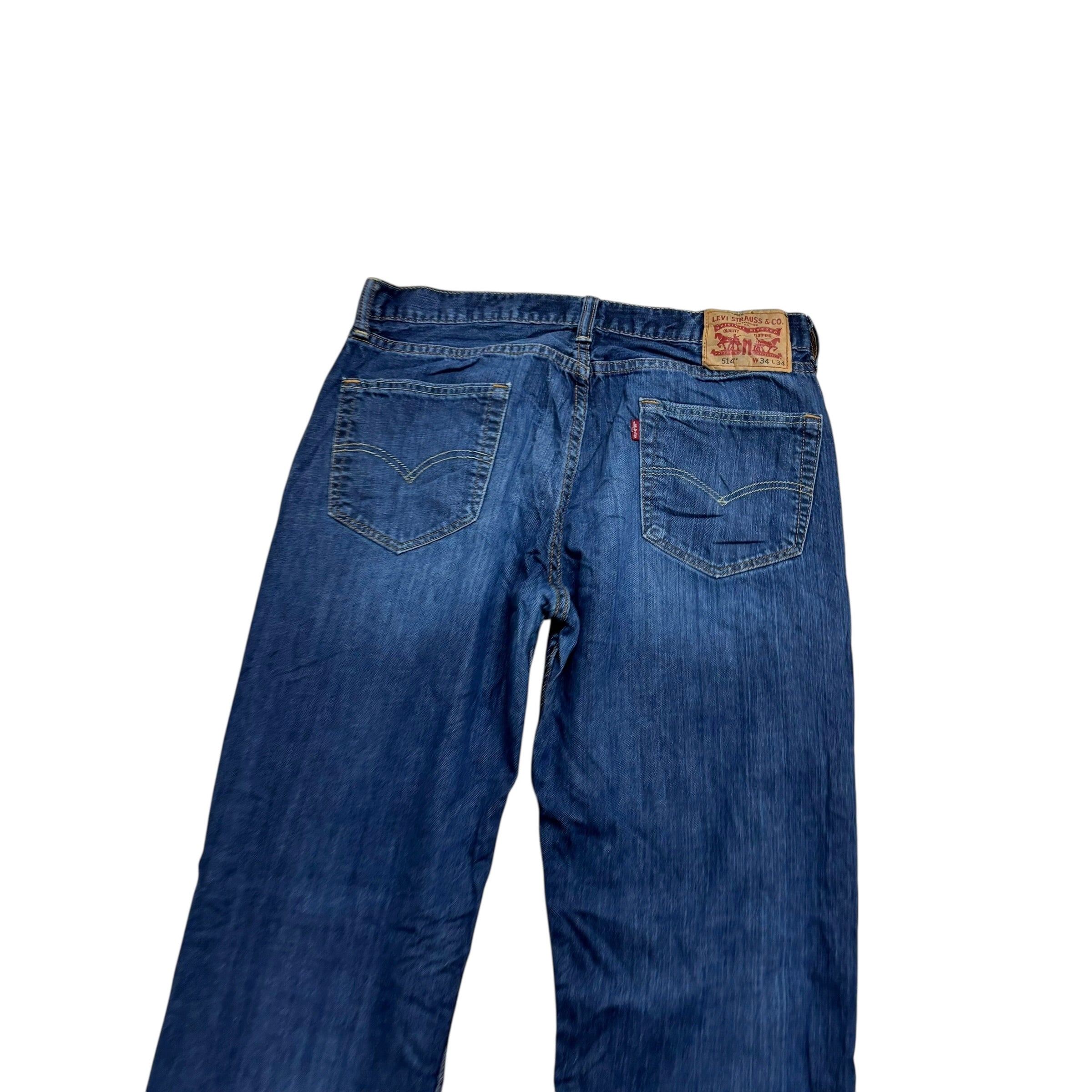 Levis 514 Jeans W34 L34 Mens Dark Blue Regular Straight Fit Denim (E)