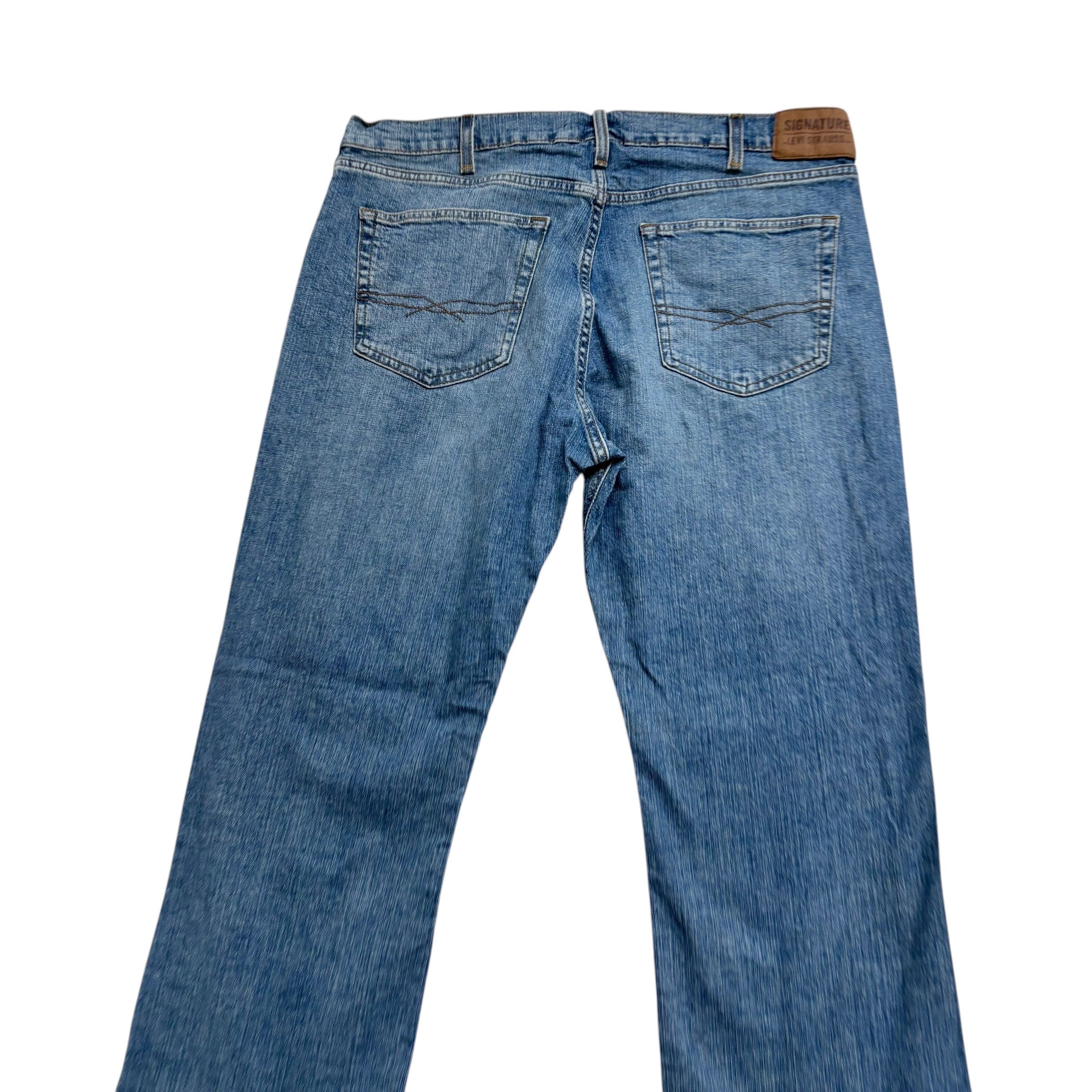 Levis Signature Jeans W36 L32 Mens Mid Blue Regular Bootcut Fit Stretch (E)