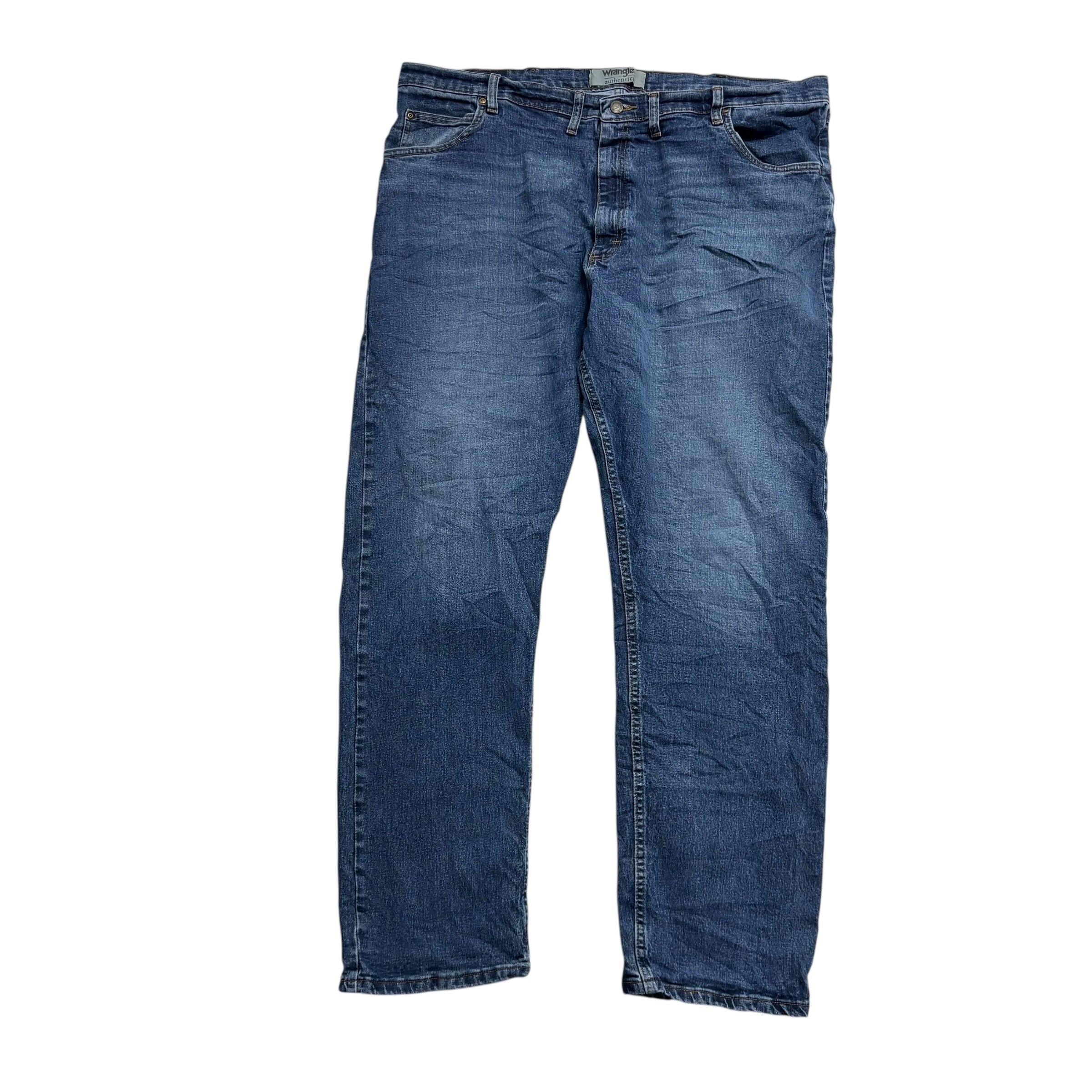 Wrangler Jeans W44 L34 Mens Mid Blue Relaxed Straight Fit Stretch Denim (E)