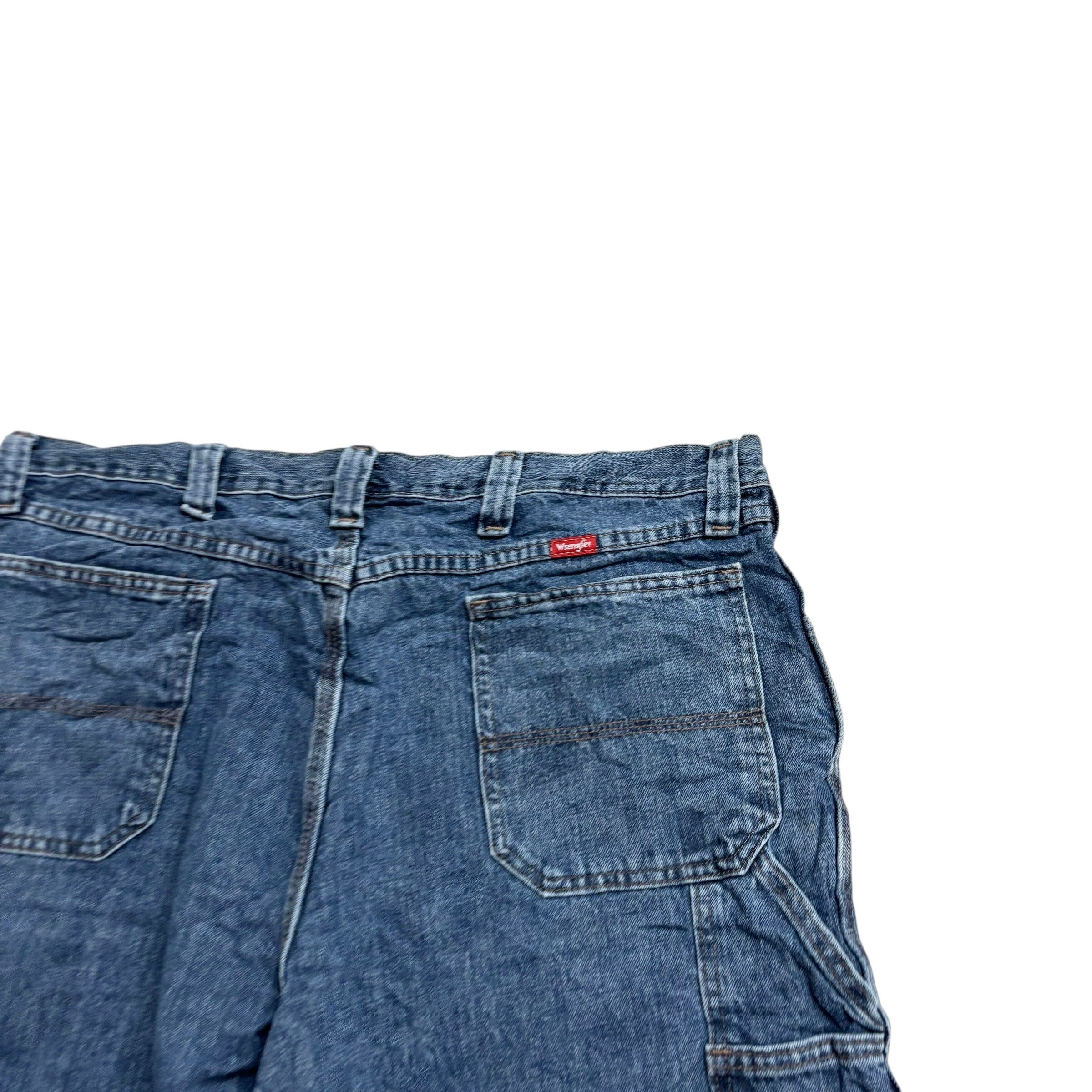 Wrangler Baggy Jorts W38 Mens Mid Blue Carpenter Denim Shorts Relaxed Fit