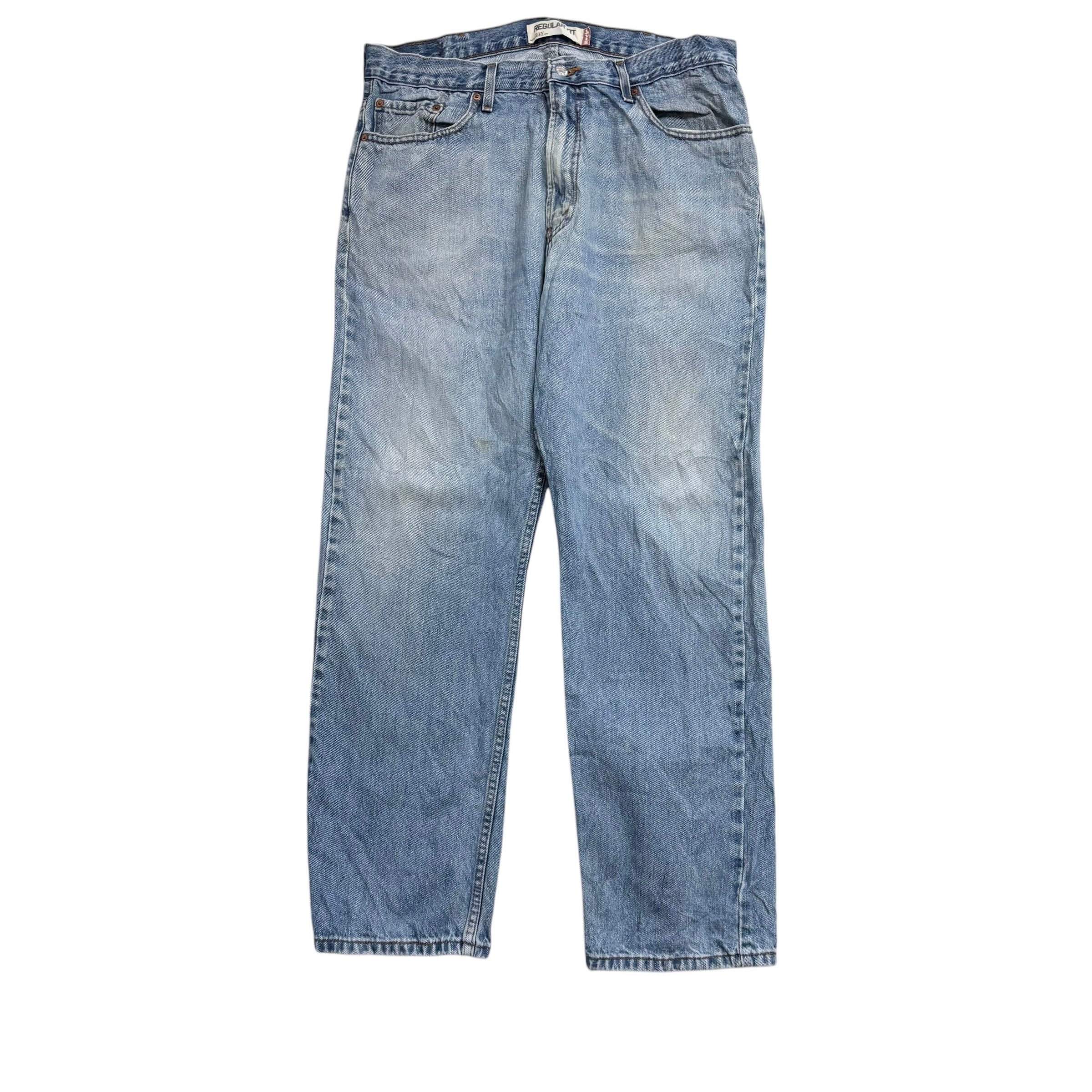 Levis 505 Jeans W38 L32 Mens Light Blue Regular Straight Fit Vintage Denim (F)