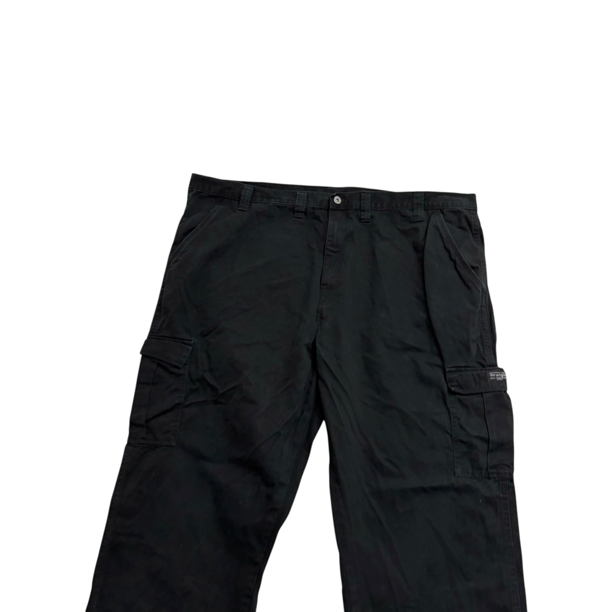 Wrangler Cargo Pants W46 L32 Mens Black Relaxed Straight Fit Trousers (E)