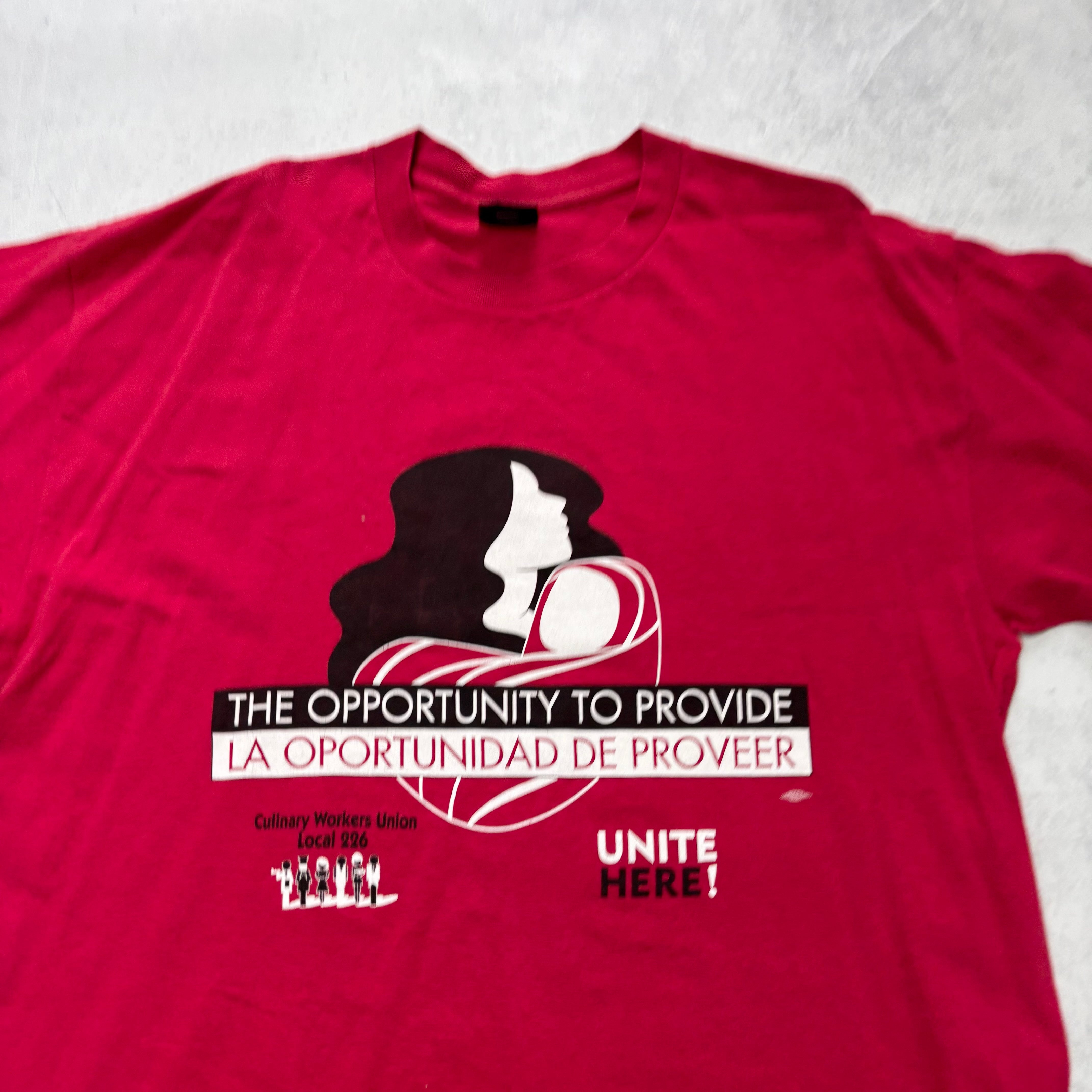 Vintage T Shirt Mens Large Red Single Stitch Graphic Print Y2K Union (E)