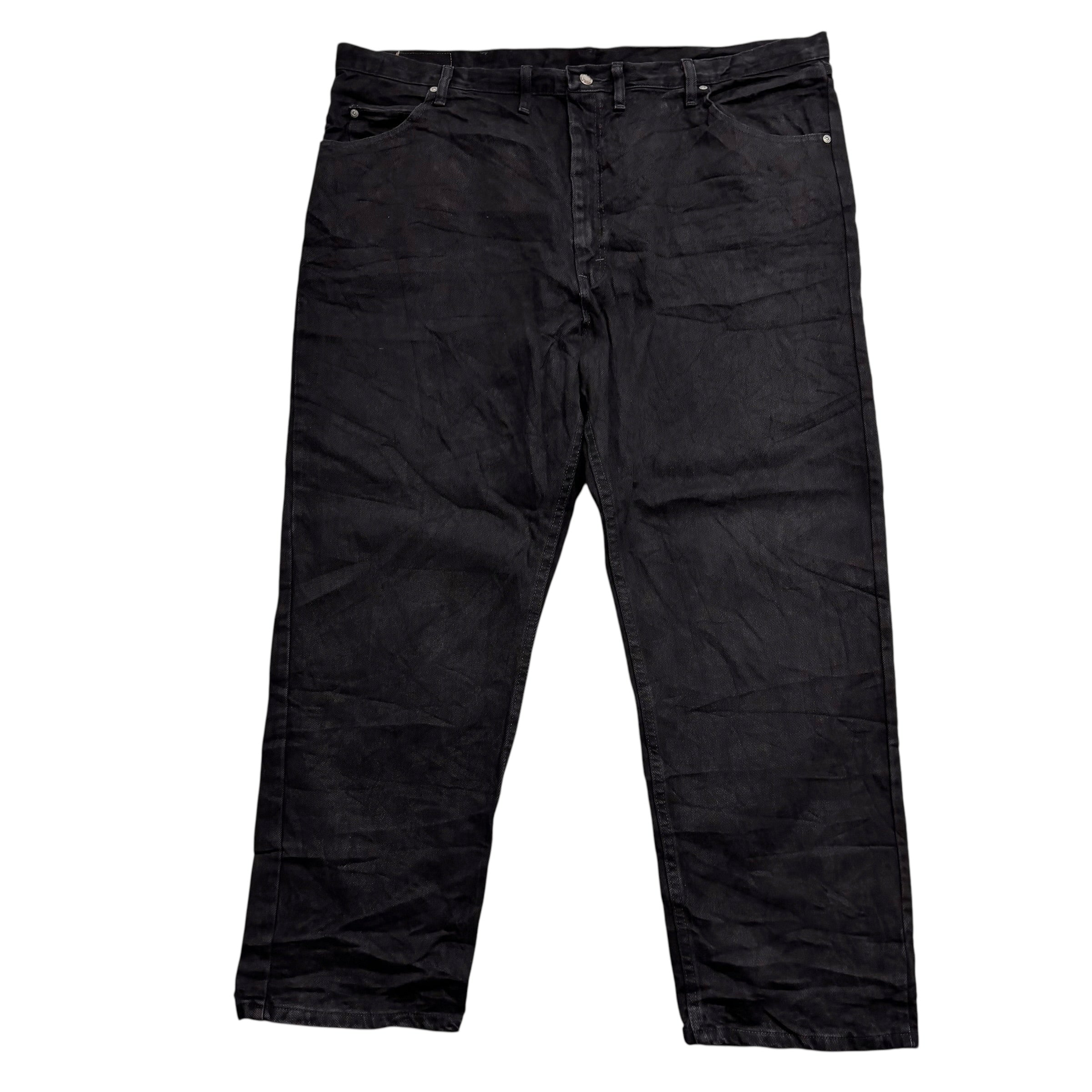 Wrangler Jeans W46 L30 Mens Black Relaxed Straight Fit Denim (E)