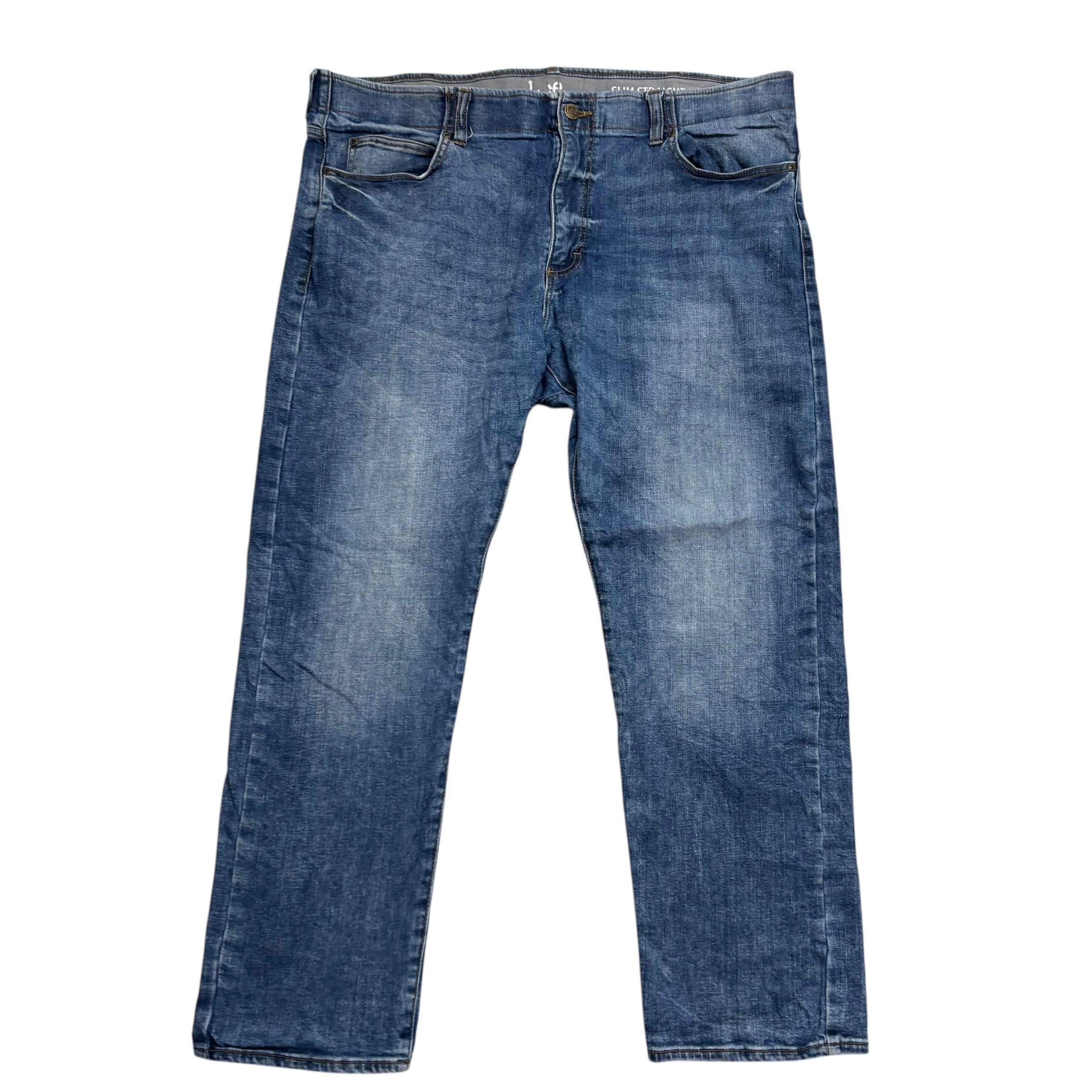 Lee Jeans W42 L30 Mens Slim Straight Fit Mid Blue Stretch Denim (E)