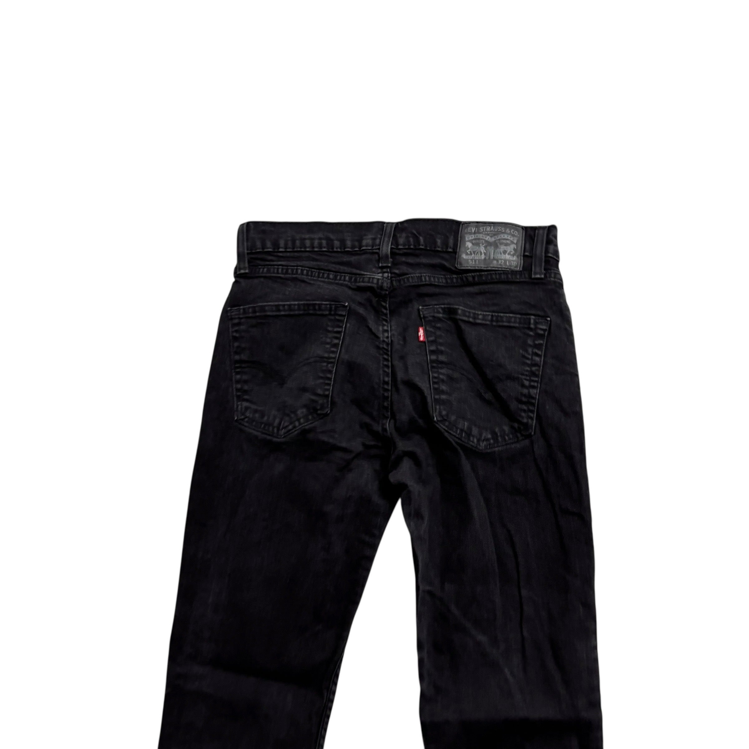 Levis 511 Jeans W31 L29 Mens Black Slim Fit Stretch Denim (E)