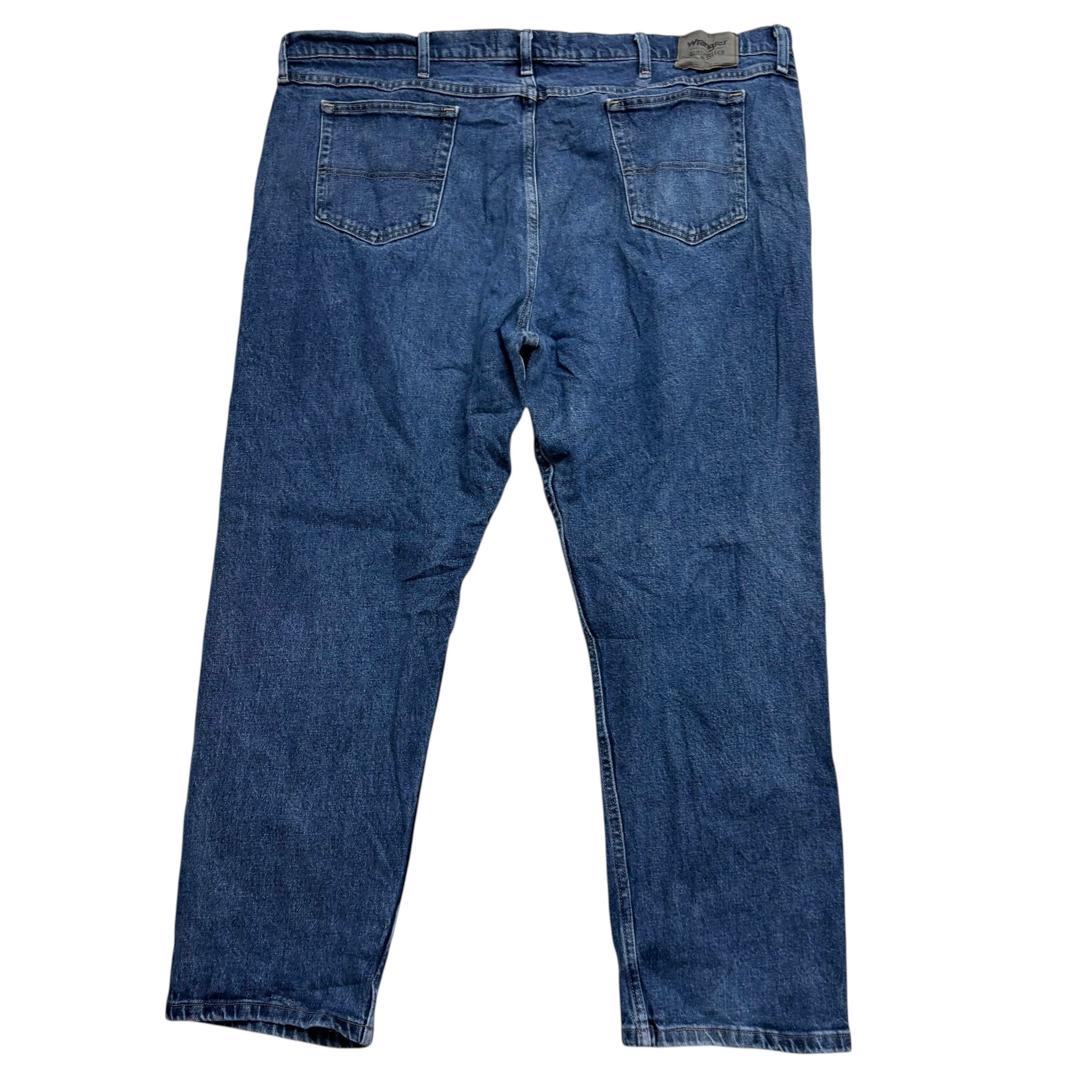 Wrangler Jeans W46 L30 Mens Mid Blue Relaxed Straight Fit Stretch Denim