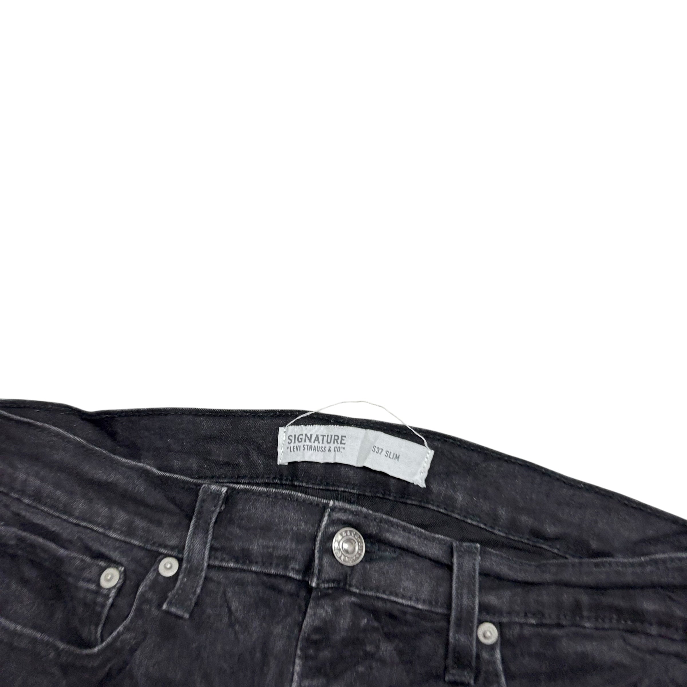Levis Signature Jeans W34 L30 Mens Black Slim Fit Stretch Denim (E)