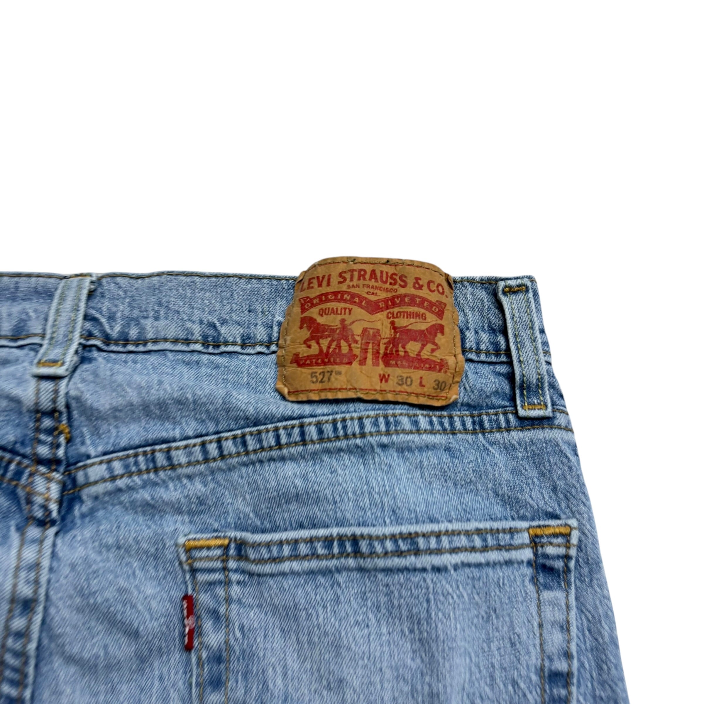 Levis 527 Jeans W30 L30 Mens Light Blue Slim Bootcut Fit Stretch Denim (F)