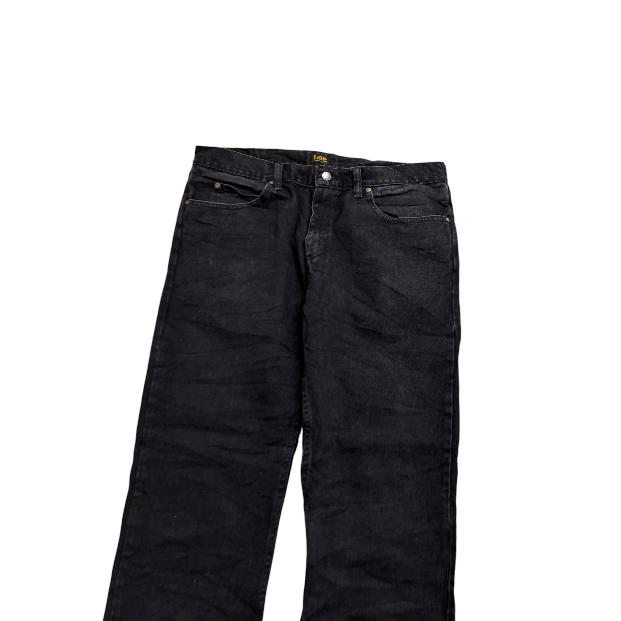 Lee Jeans W38 L30 Mens Black Regular Straight Fit Denim (E)