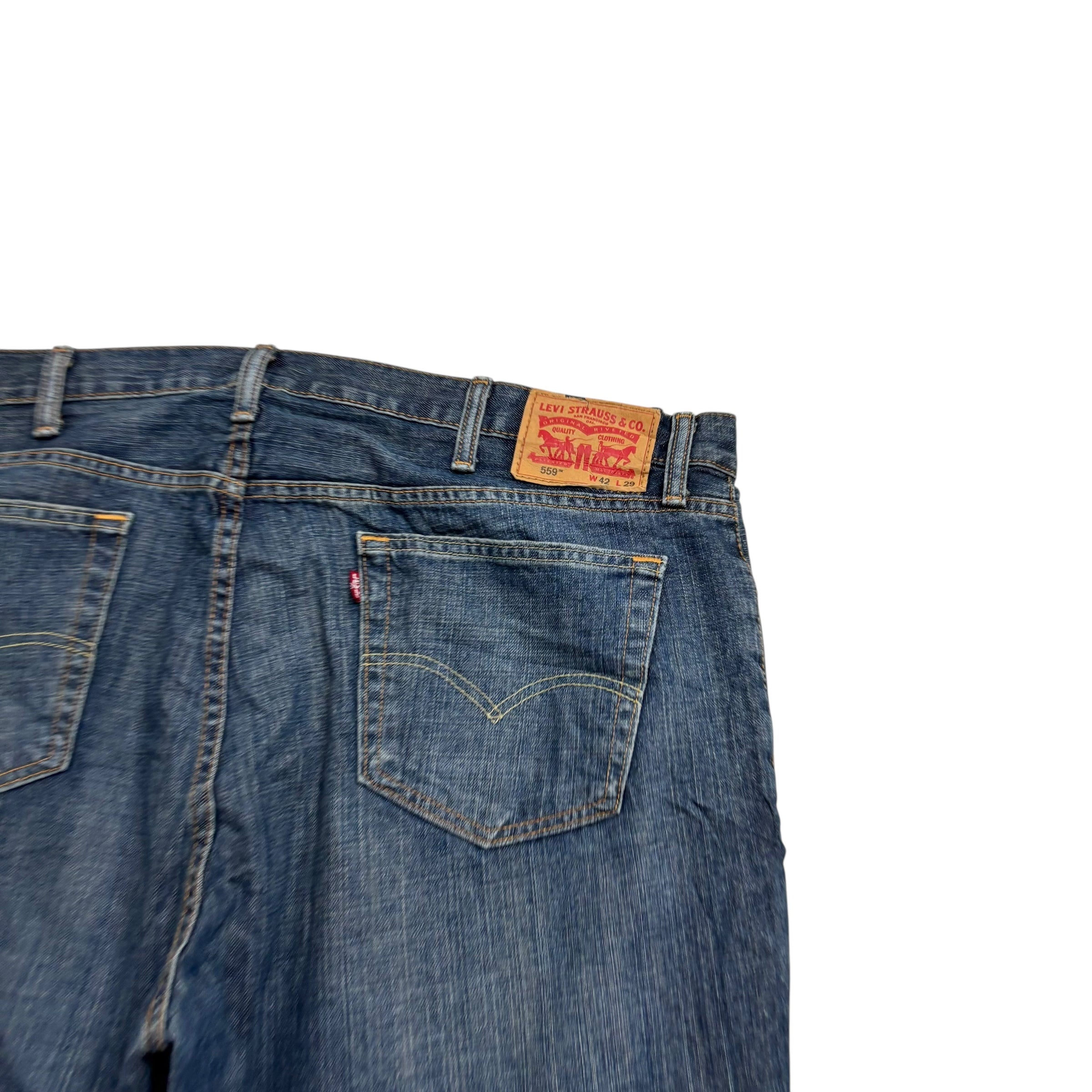 Levis 559 Jeans W42 L29 Mens Dark Blue Baggy Relaxed Straight Fit Denim (E)