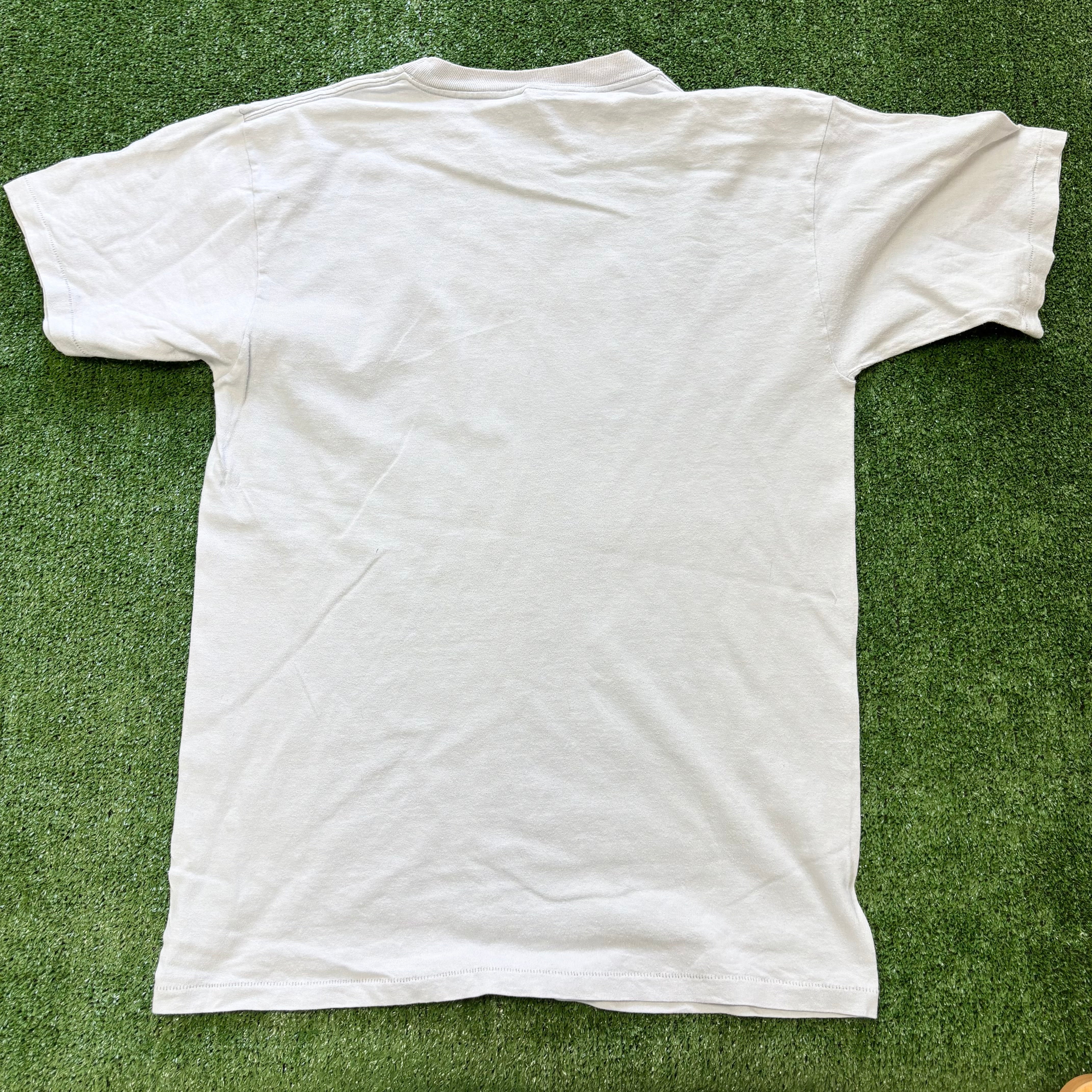 Vintage T Shirt Mens Large Grey Single Stitch Graphic Print 80s Music (F)