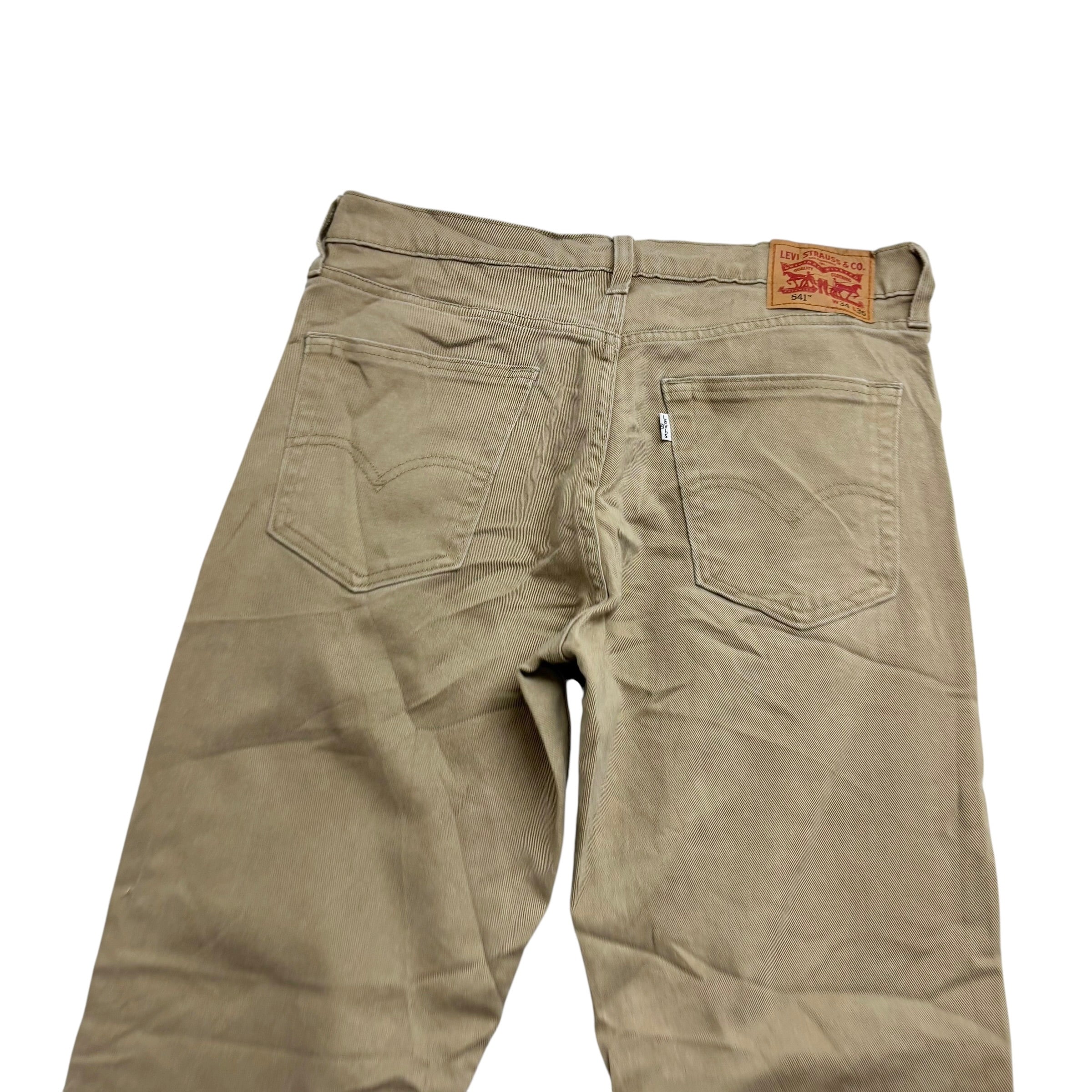 Levis 541 Trousers W36 L34 Mens Beige Athletic Tapered Fit Stretch Pants