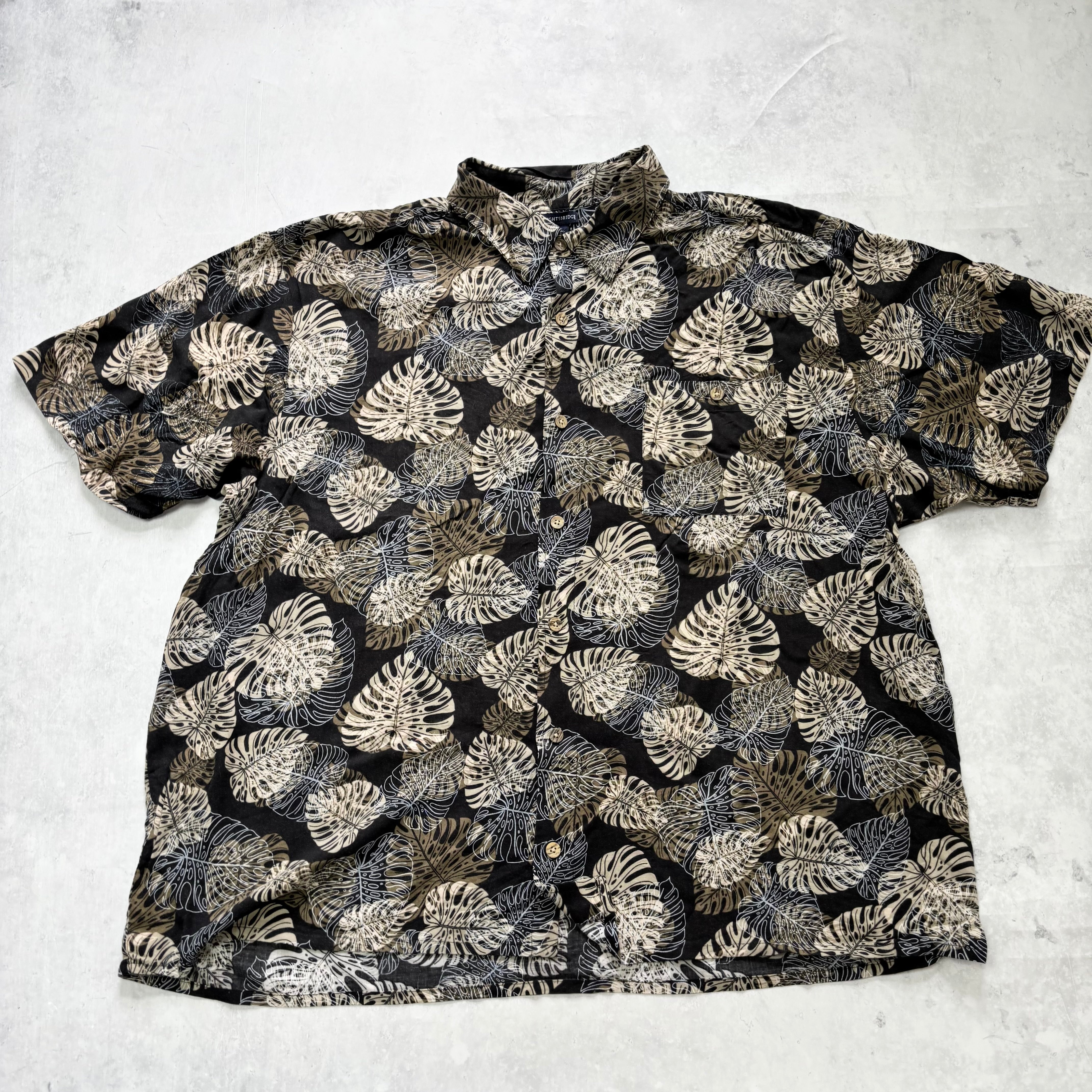 Vintage Hawaiian Shirt Mens XXL Black Floral Aloha Short Sleeve Rayon