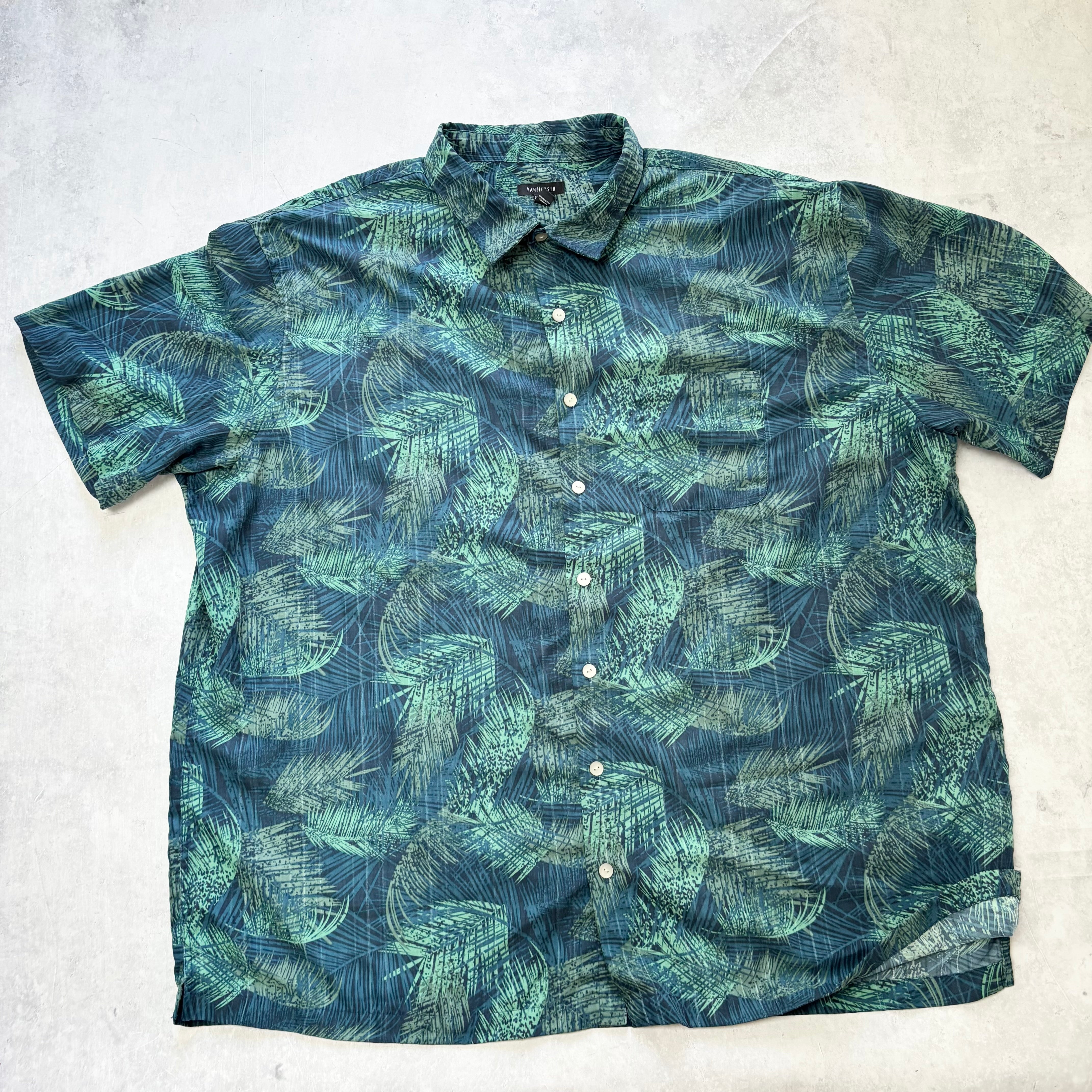 Hawaiian Shirt Mens 3XL Tall Blue Floral Aloha Short Sleeve Polyester (E)