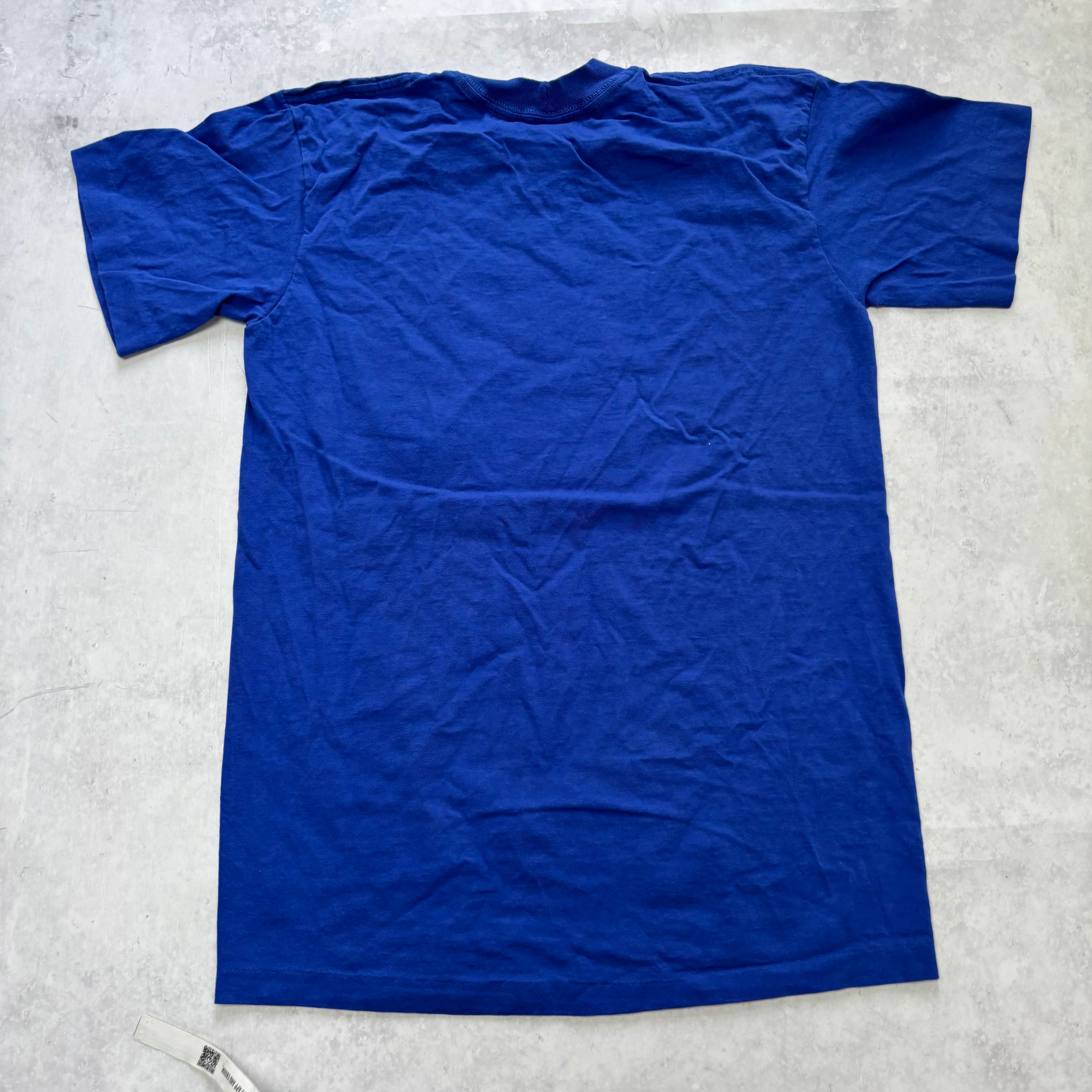 Vintage T Shirt Mens Medium Blue Single Stitch Graphic Print 90s Tourist (E)