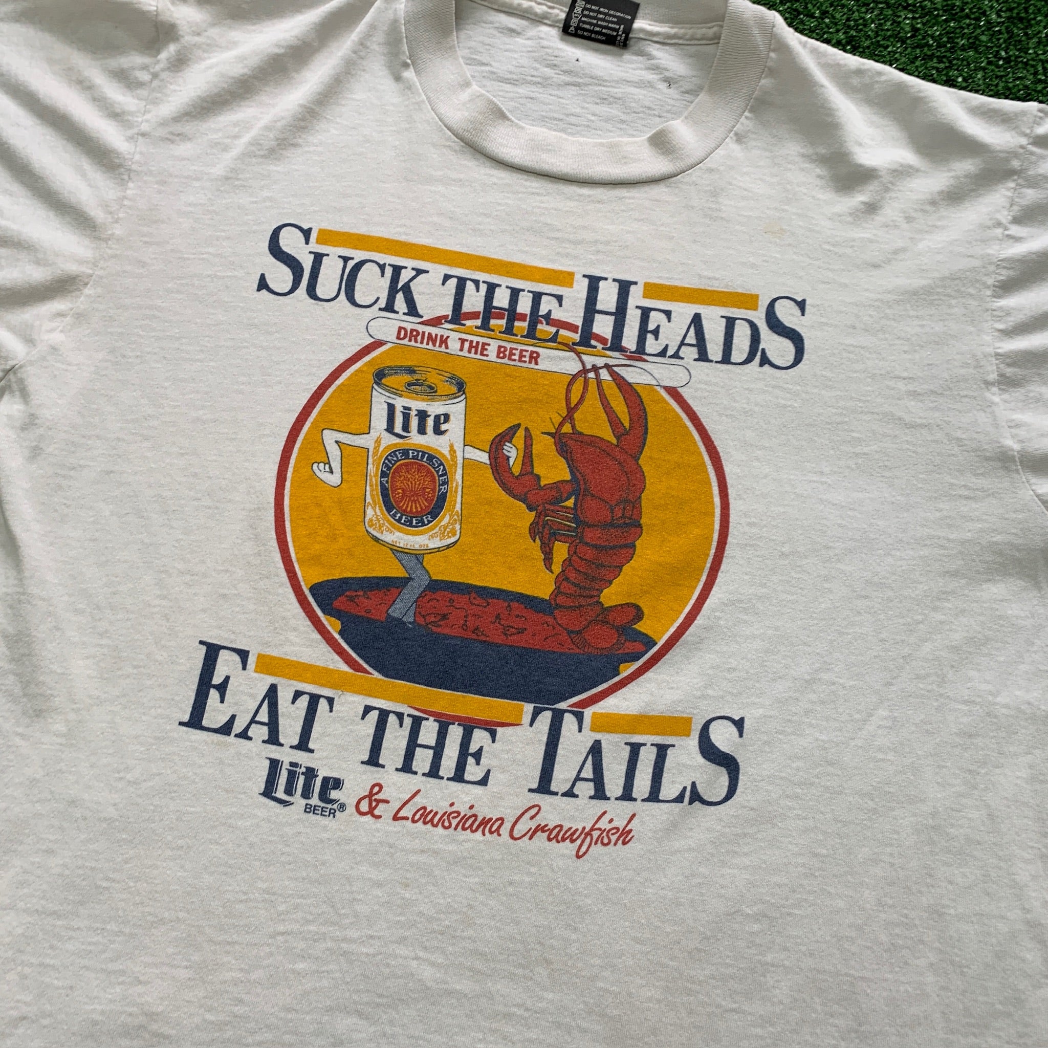 Vintage T Shirt Mens Small White Single Stitch Graphic Print 90s Beer