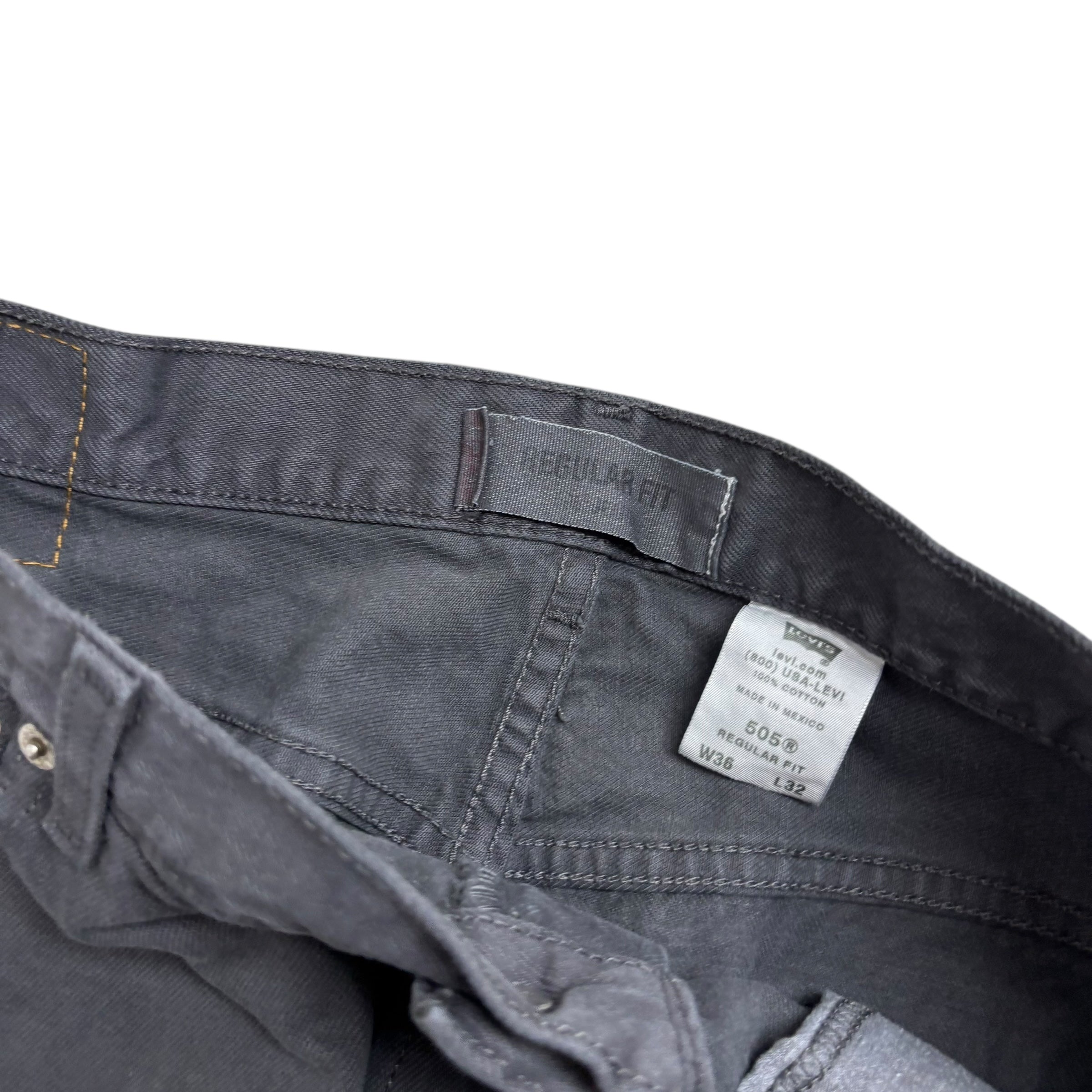 Levis 505 Jeans W35 L32 Mens Grey Regular Straight Fit Vintage Denim (F)