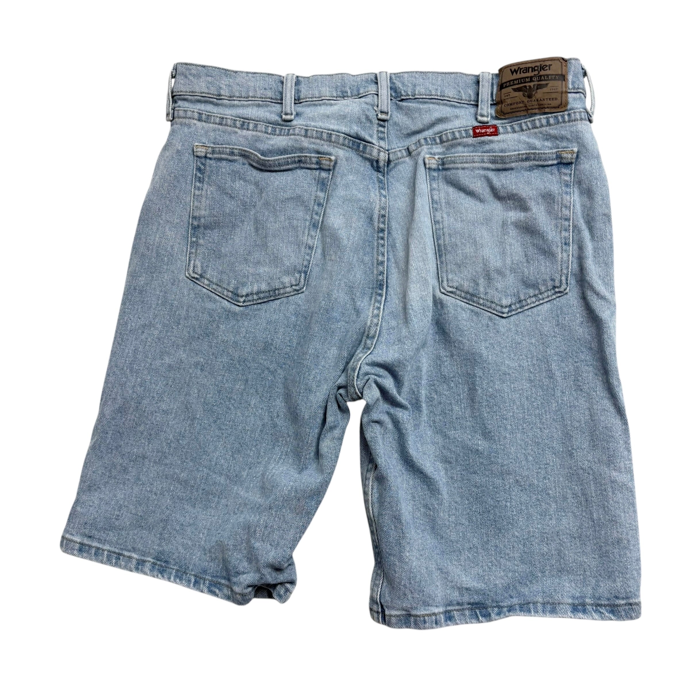 Wrangler Jorts W34 Mens Denim Shorts Light Blue Regular Fit Stretch