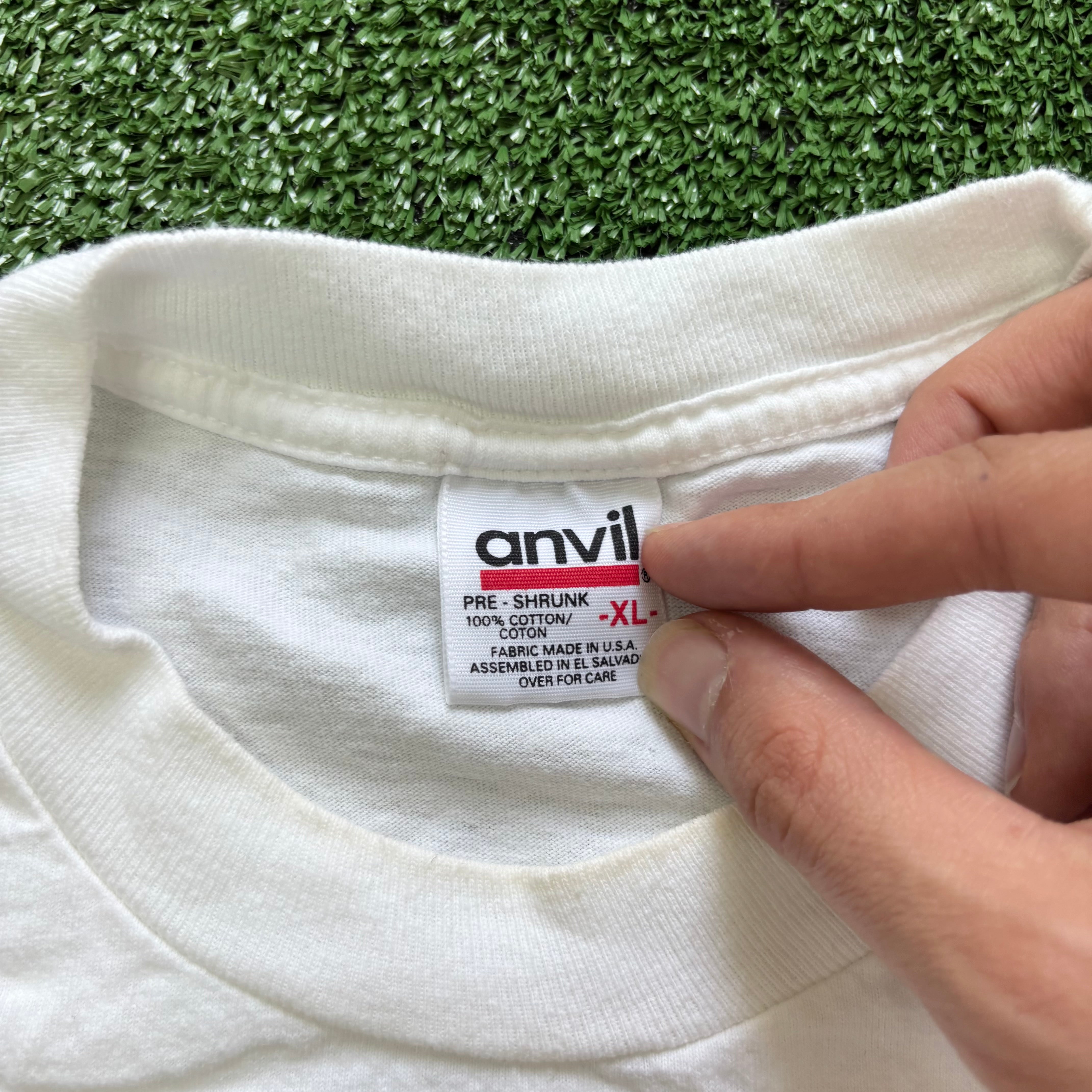 Vintage T Shirt Mens Large White Single Stitch Graphic Print 90s USA