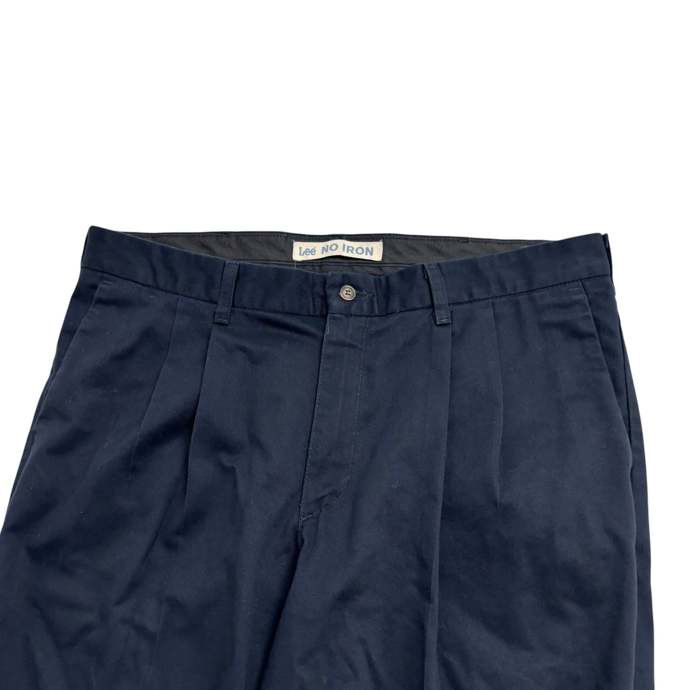 Lee Pleated Trousers W38 L29 Mens Navy Blue Relaxed Fit Pants (E)
