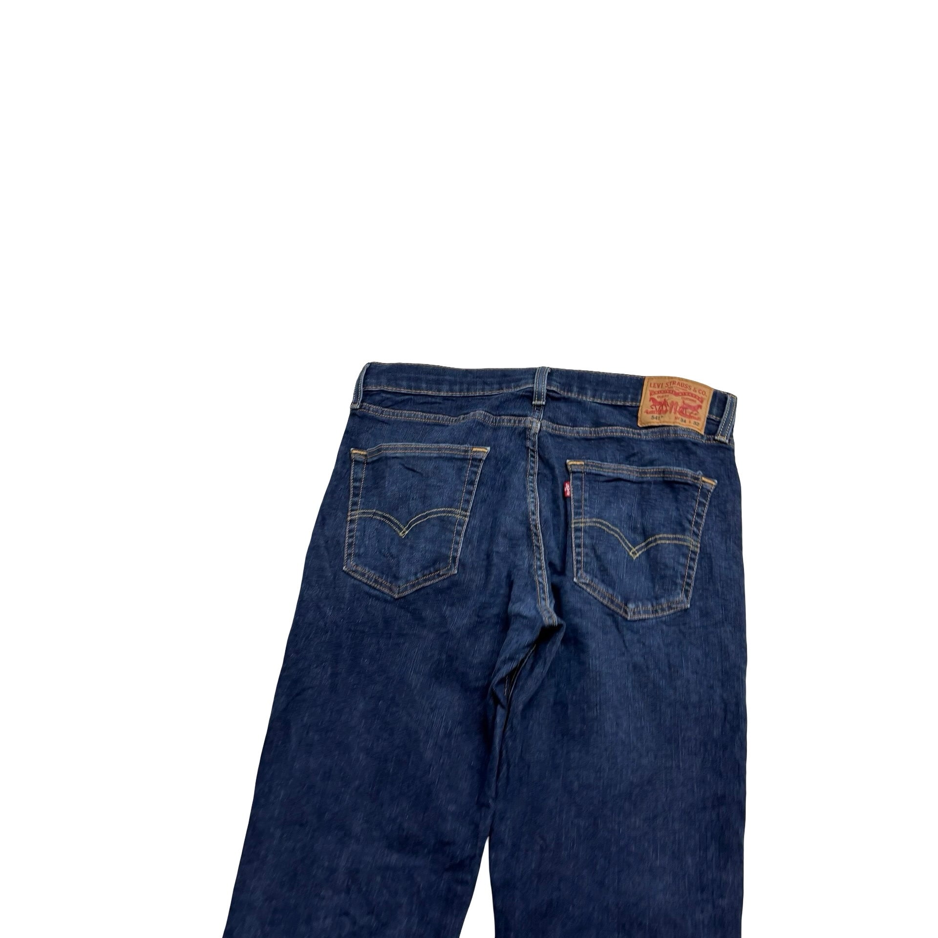 Levis 541 Jeans W34 L32 Mens Dark Blue Athletic Tapered Fit Stretch Denim (E)