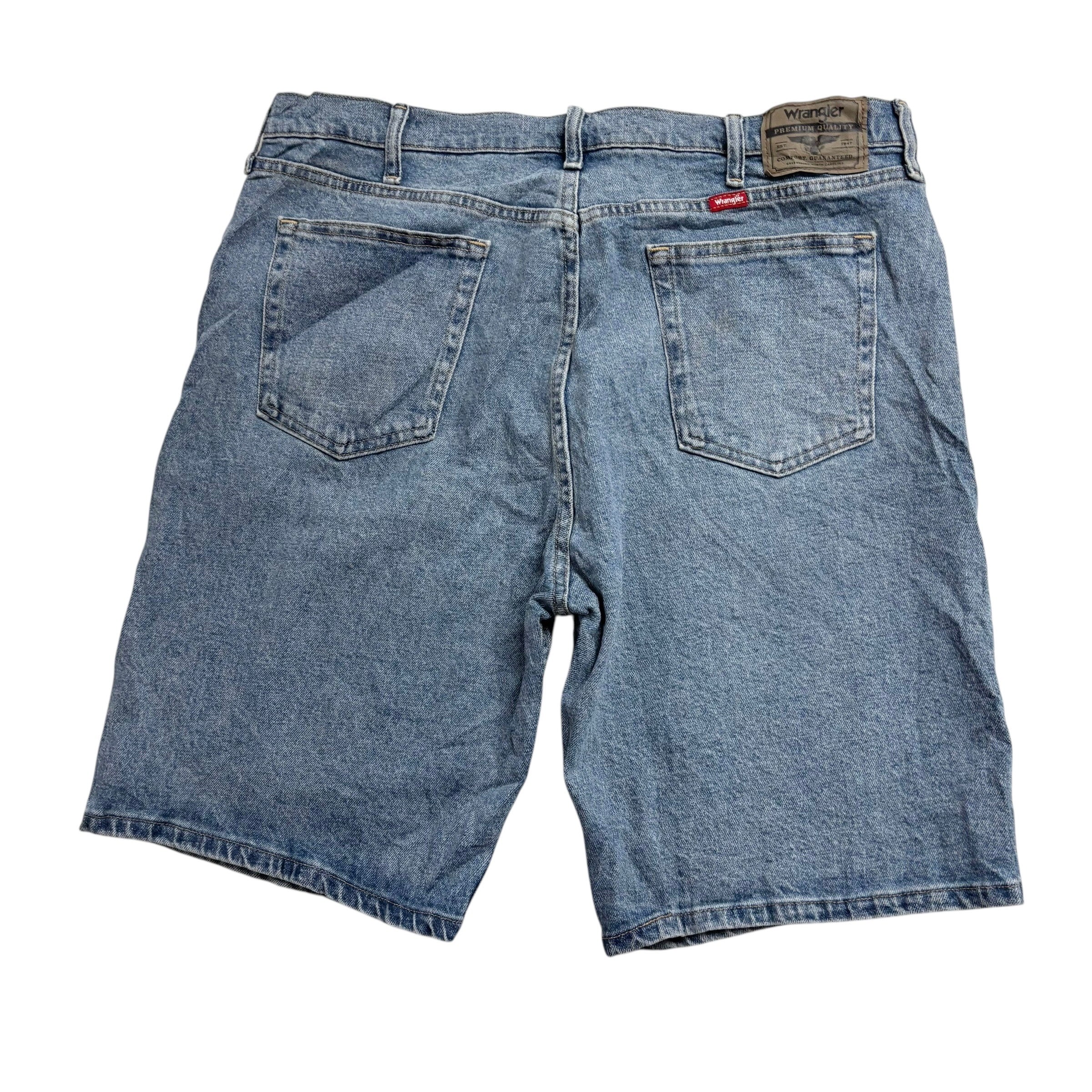 Wrangler Baggy Jorts W36 Mens Denim Shorts Mid Blue Relaxed Fit Stretch (E)