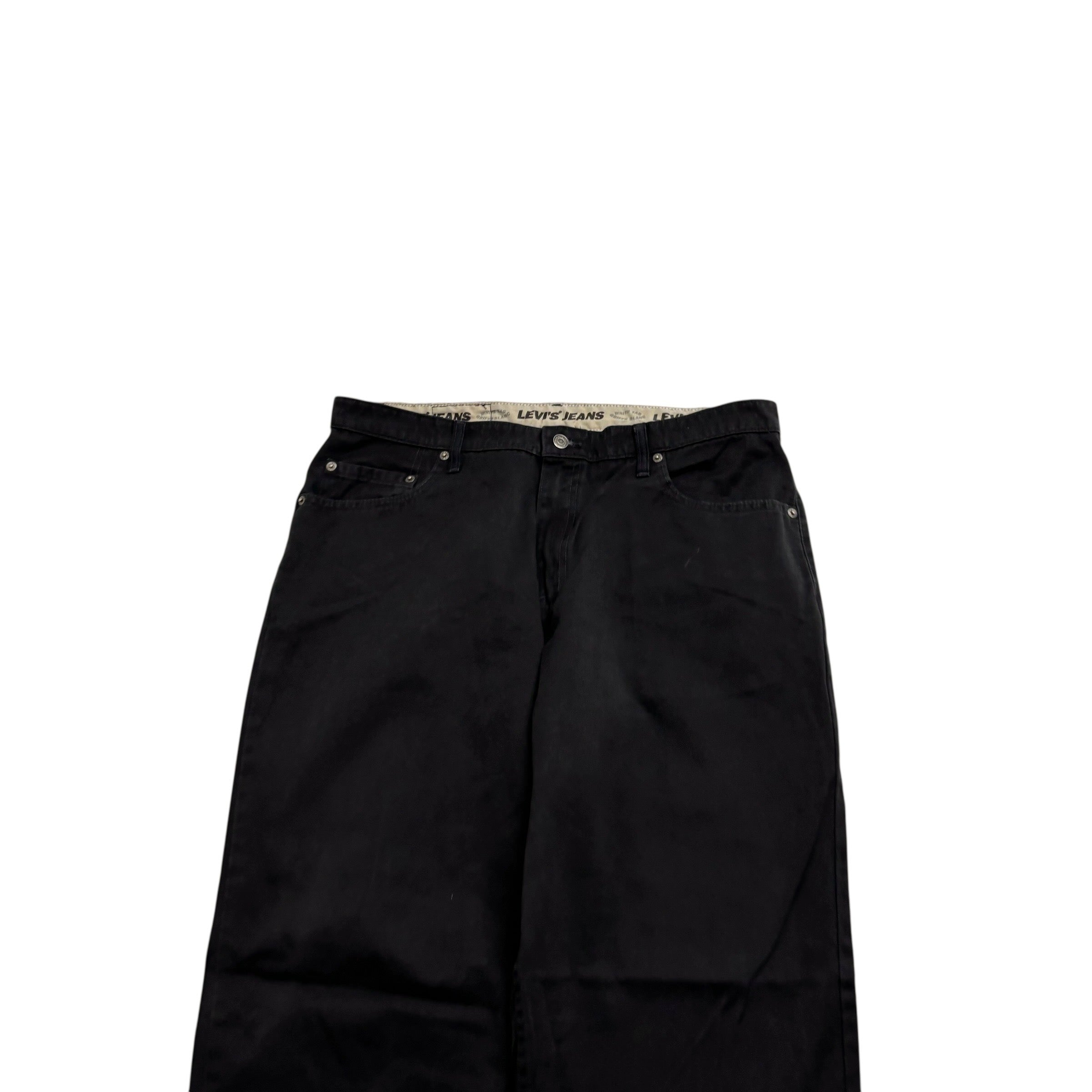 Levis Trousers W36 L34 Mens Black Relaxed Straight Fit Vintage Baggy Pants (E)