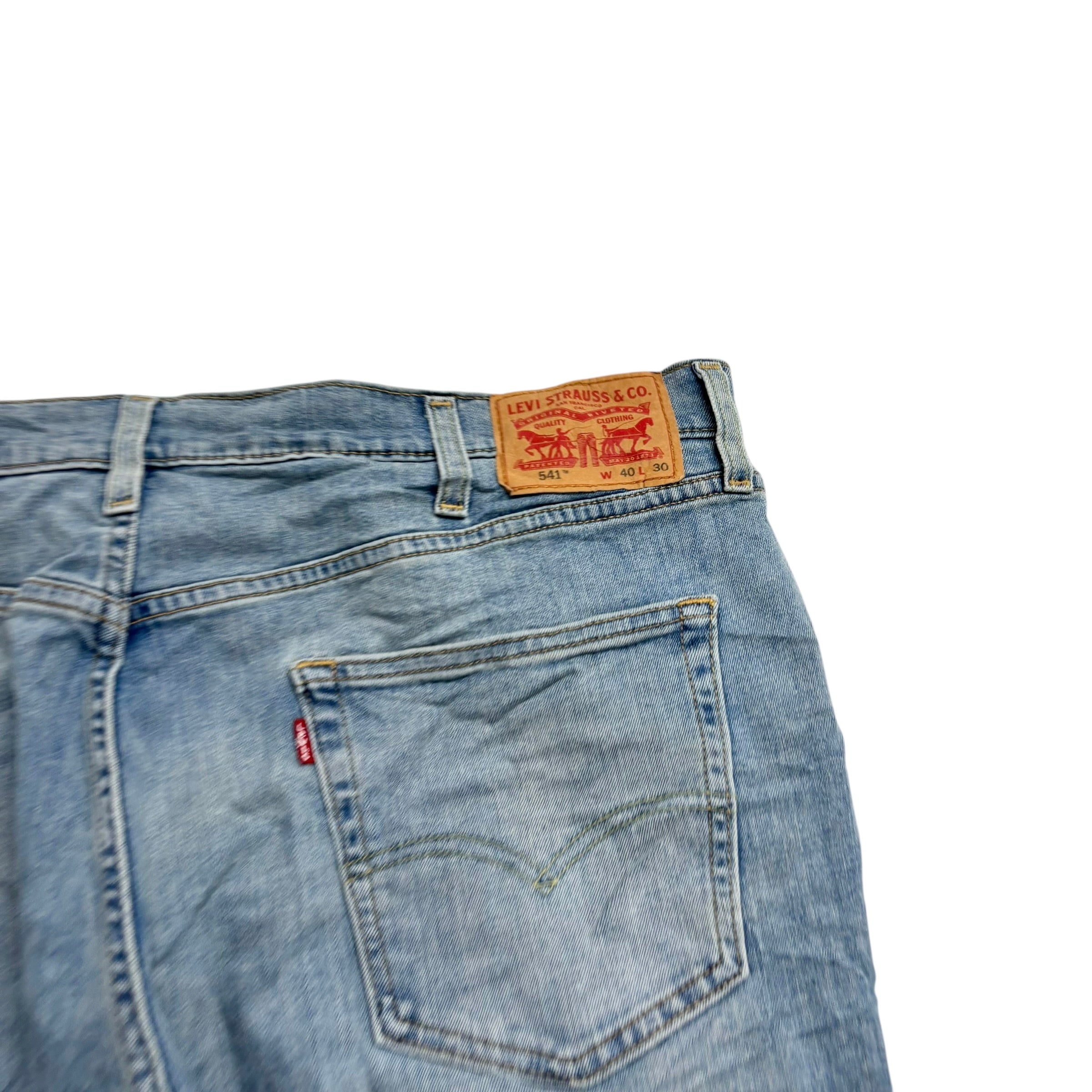 Levis 541 Jeans W40 L30 Mens Light Blue Athletic Tapered Fit Stretch Denim (E)